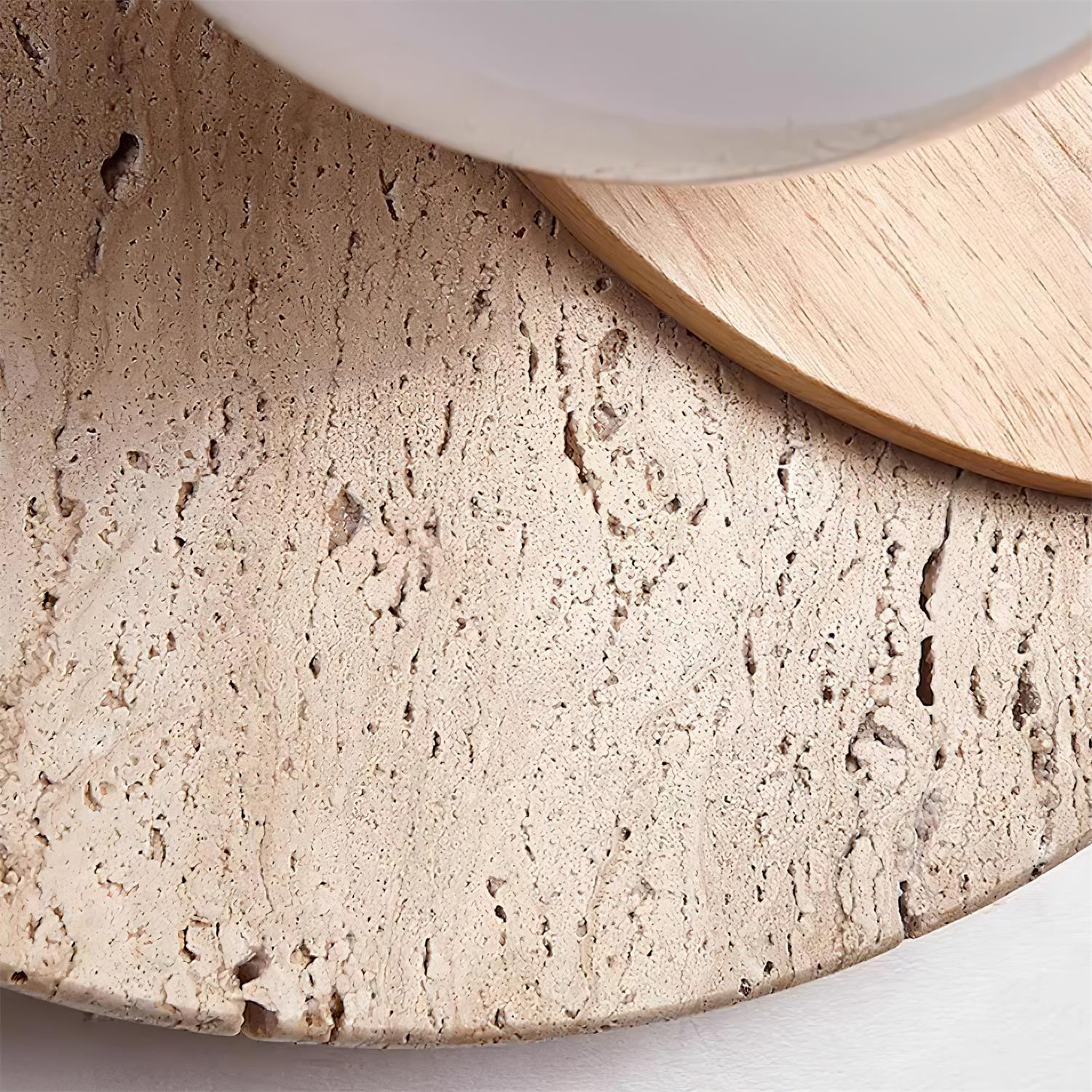 Virelli Applique Murale Disques Superposés en Travertin Bois de Noyer Scandinave - Neutralighting