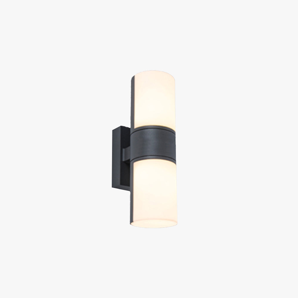 Ray Modern Cylindrical Metal/Acrylic Rotatable Outdoor Waterproof Wall Lamp, Black/White