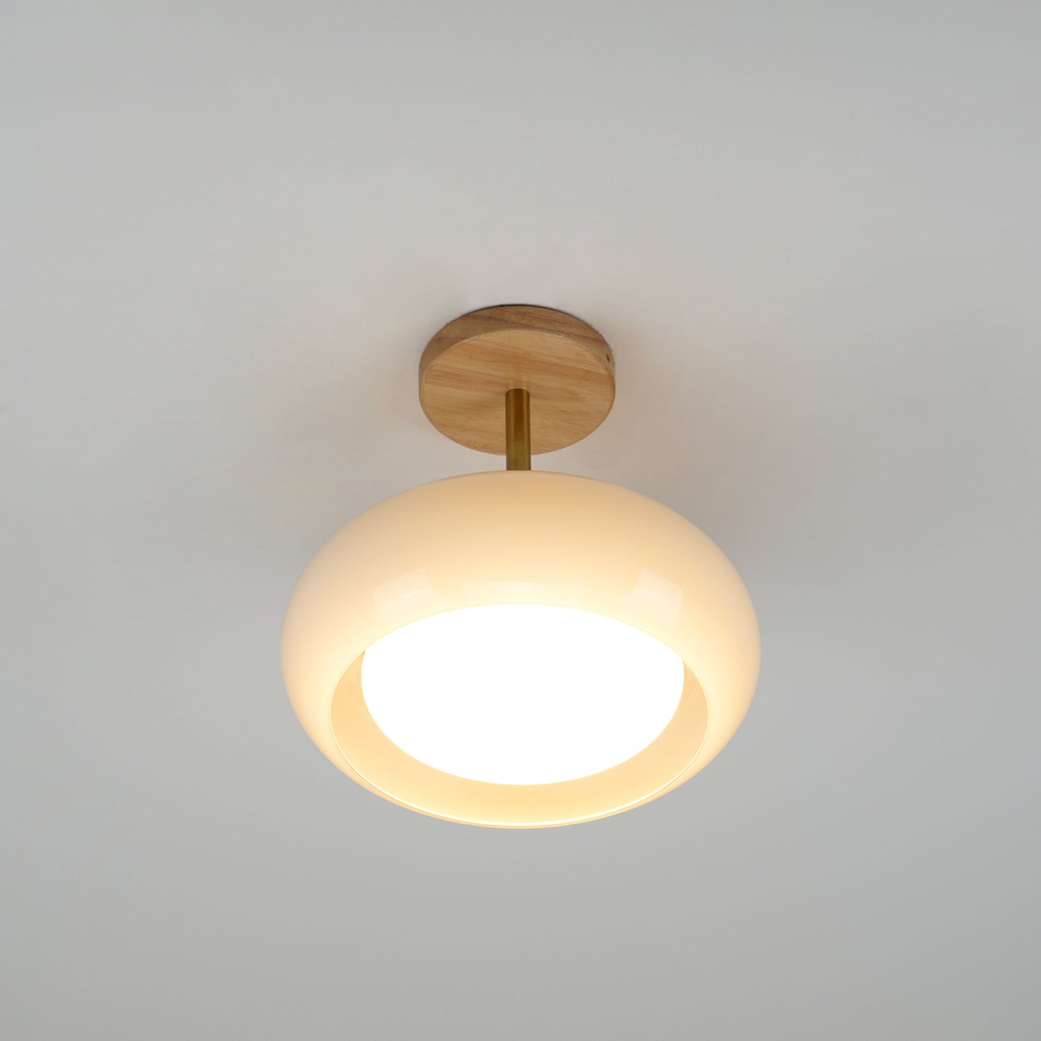 Solara Ceiling Lamp Glass and Wood Color Shade - Letslighting