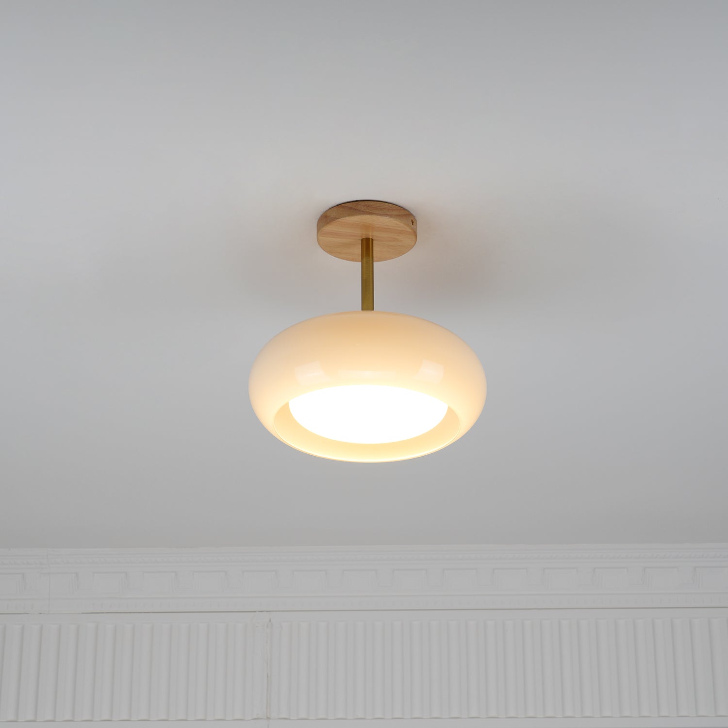 Solara Ceiling Lamp Glass and Wood Color Shade - Letslighting