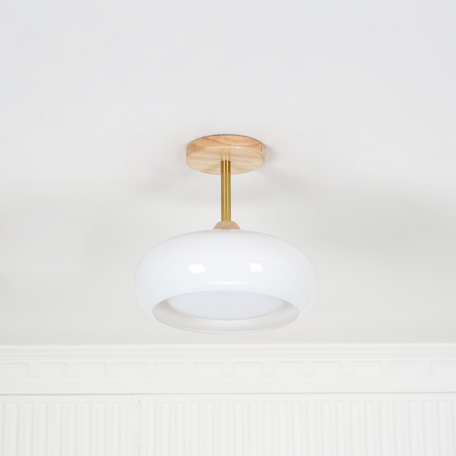 Solara Ceiling Lamp Glass and Wood Color Shade - Letslighting