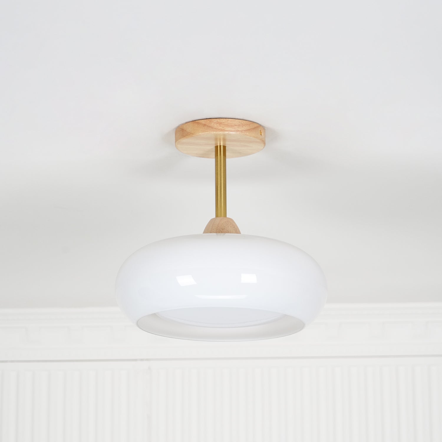 Solara Ceiling Lamp Glass and Wood Color Shade - Letslighting