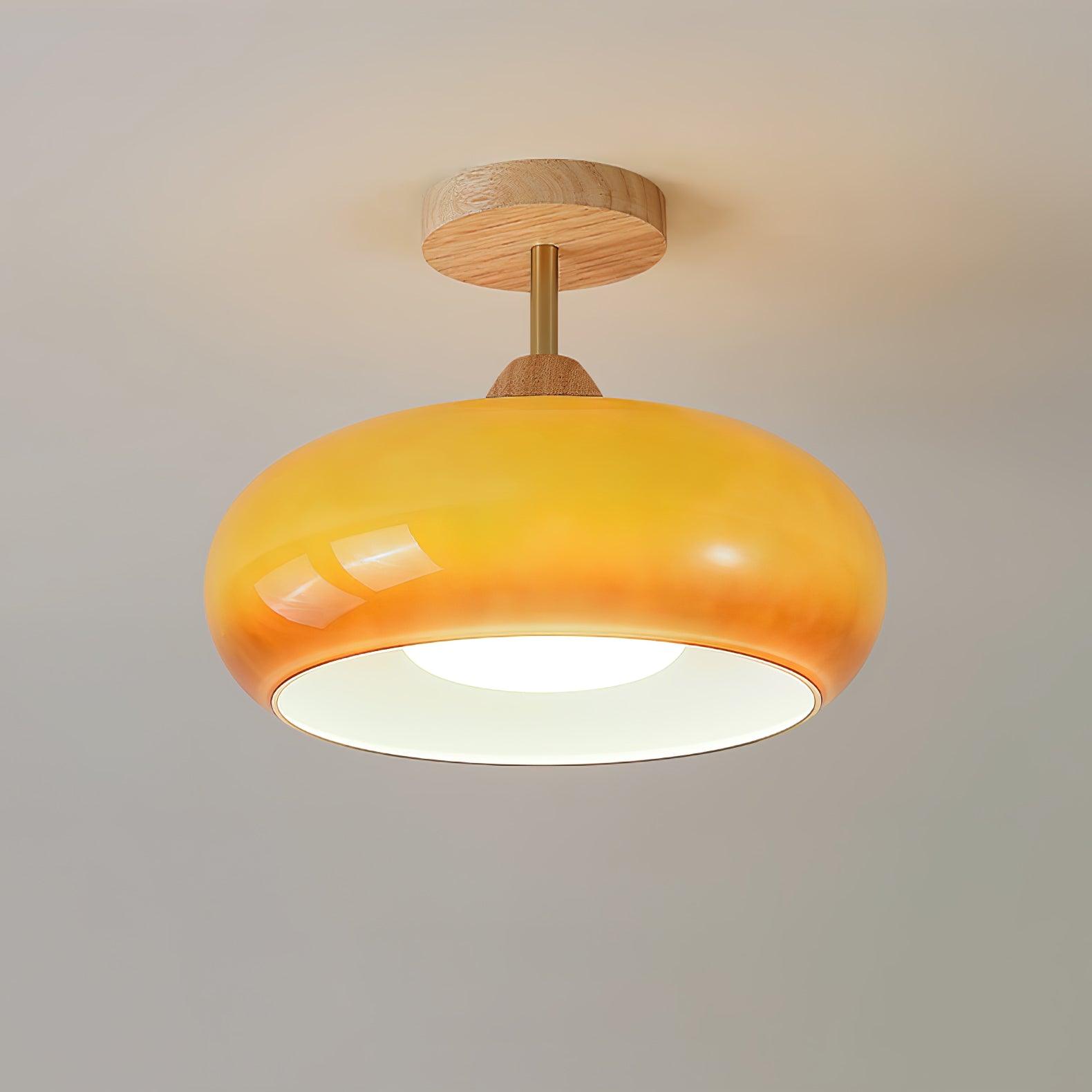 Solara Ceiling Lamp Glass and Wood Color Shade - Letslighting