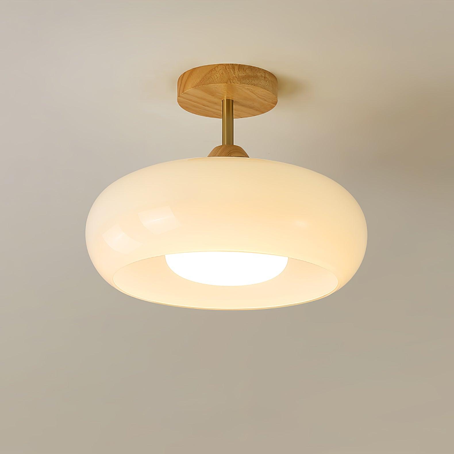 Solara Ceiling Lamp Glass and Wood Color Shade - Letslighting
