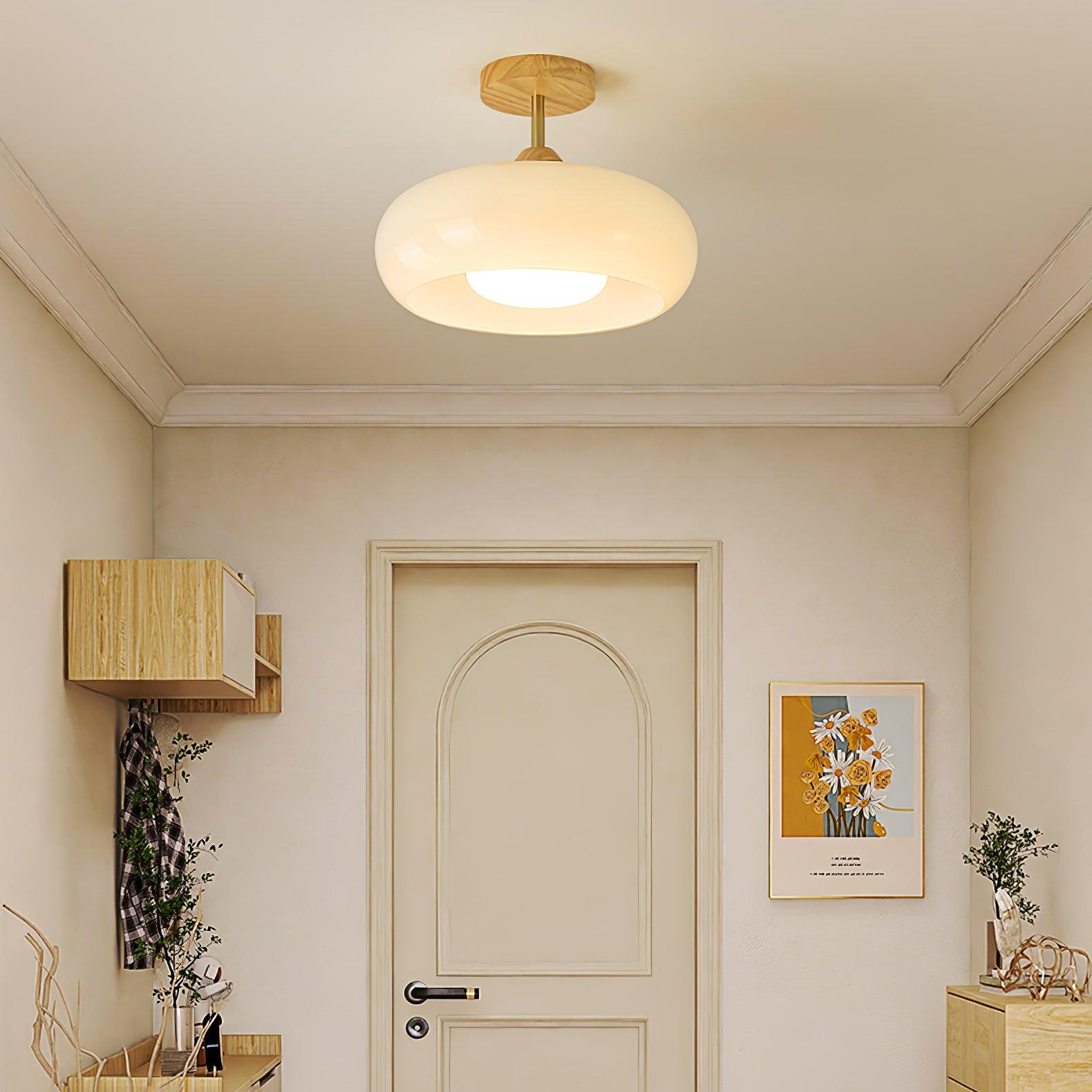 Solara Ceiling Lamp Glass and Wood Color Shade - Letslighting