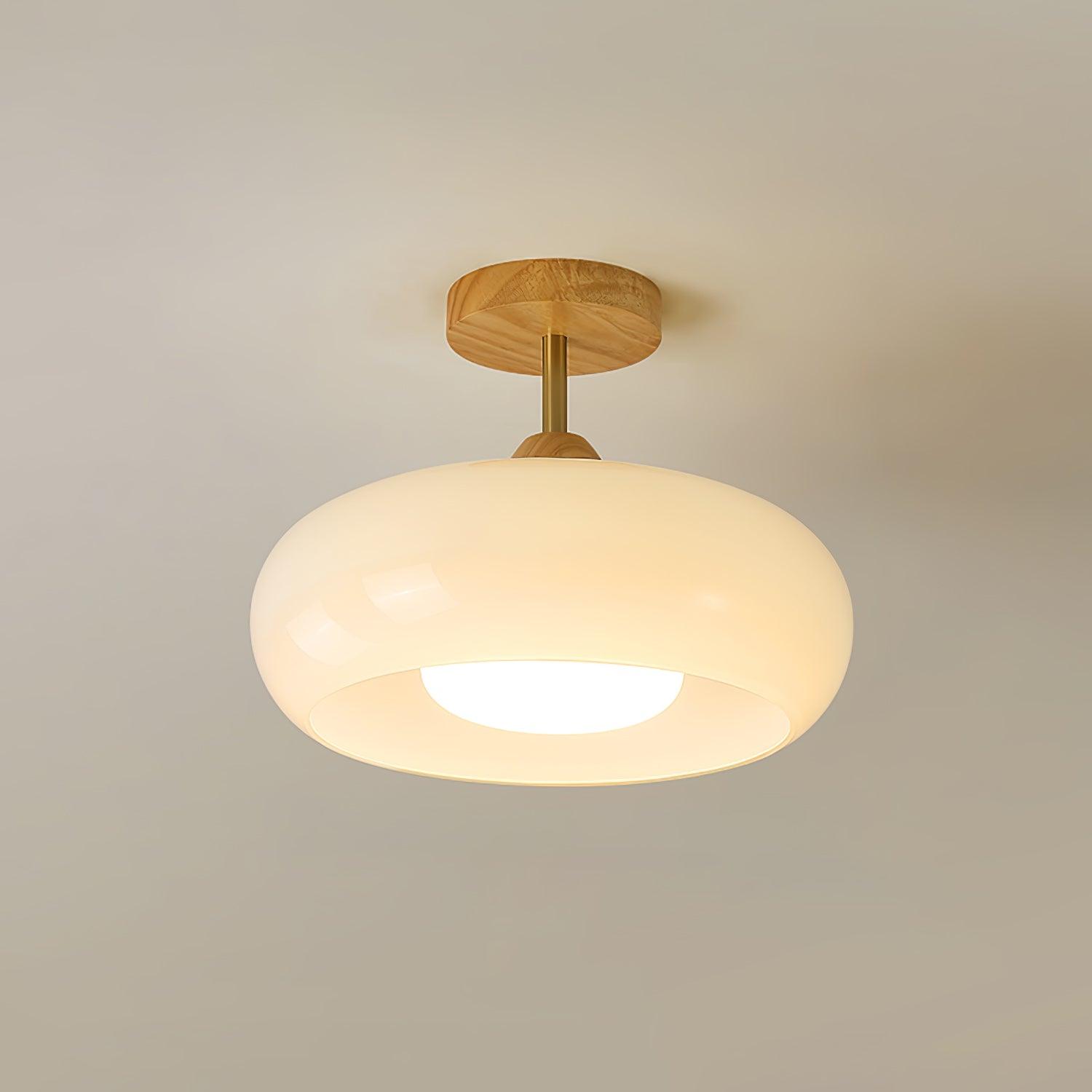 Solara Ceiling Lamp Glass and Wood Color Shade - Letslighting