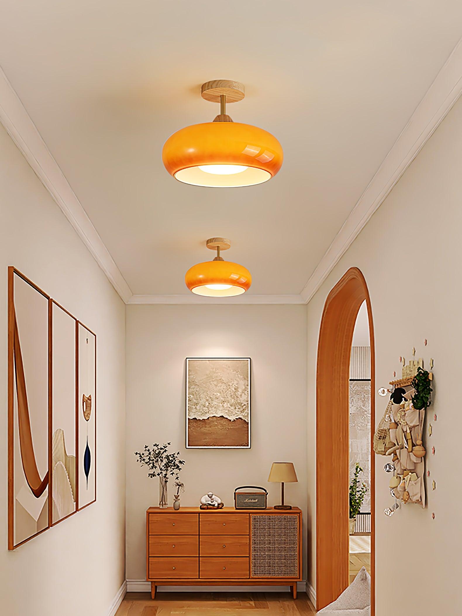 Solara Ceiling Lamp Glass and Wood Color Shade - Letslighting