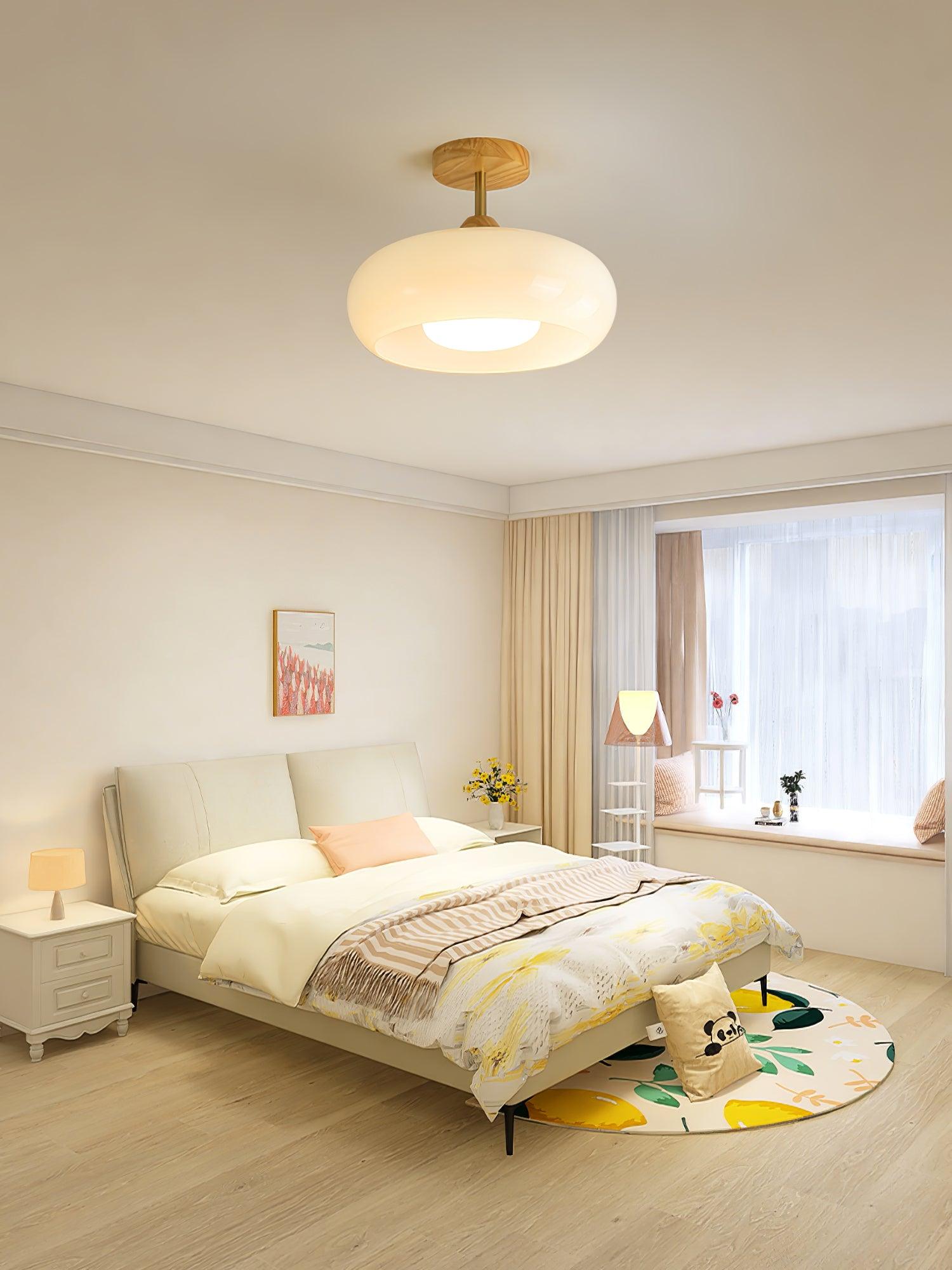 Solara Ceiling Lamp Glass and Wood Color Shade - Letslighting