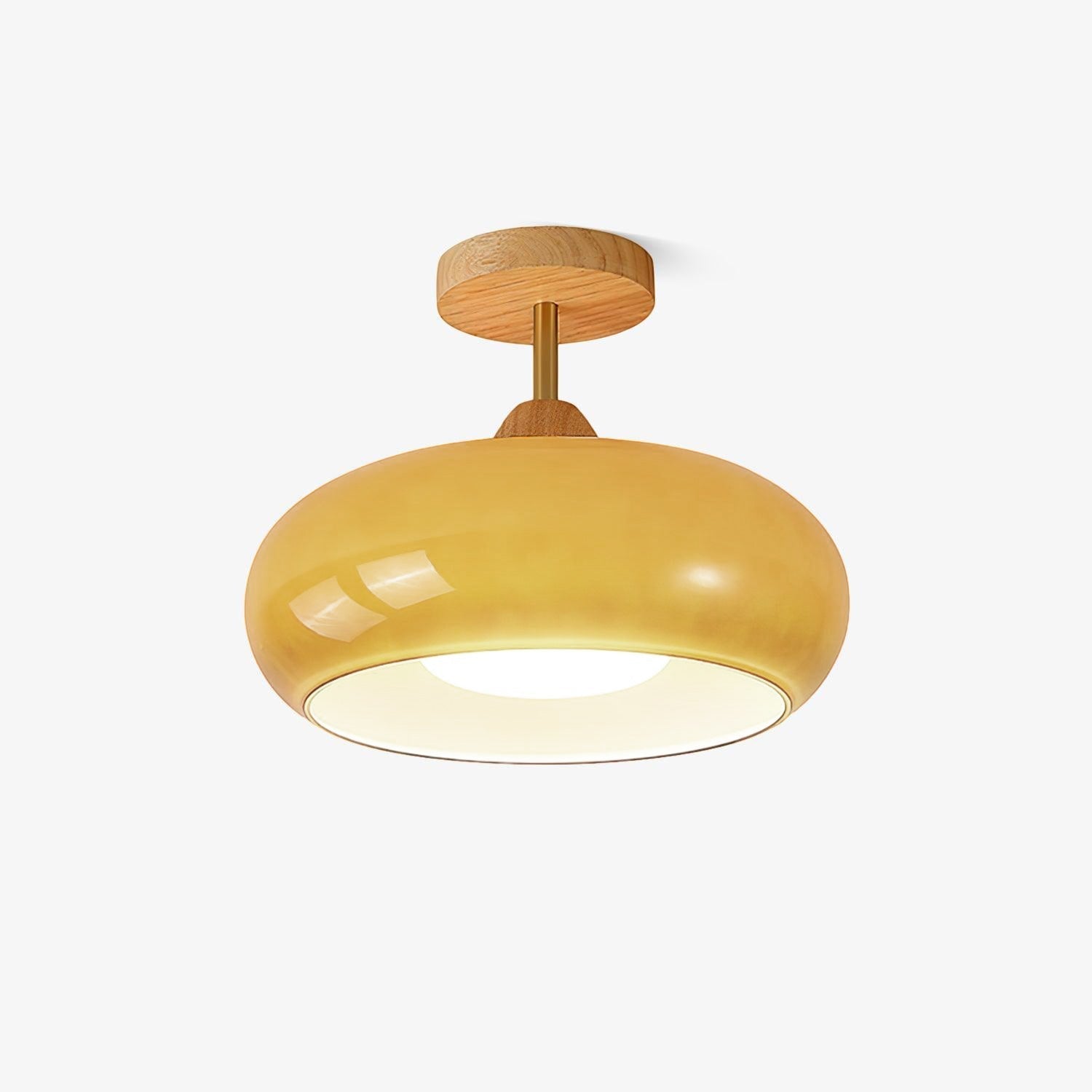 Solara Ceiling Lamp Glass and Wood Color Shade - Letslighting