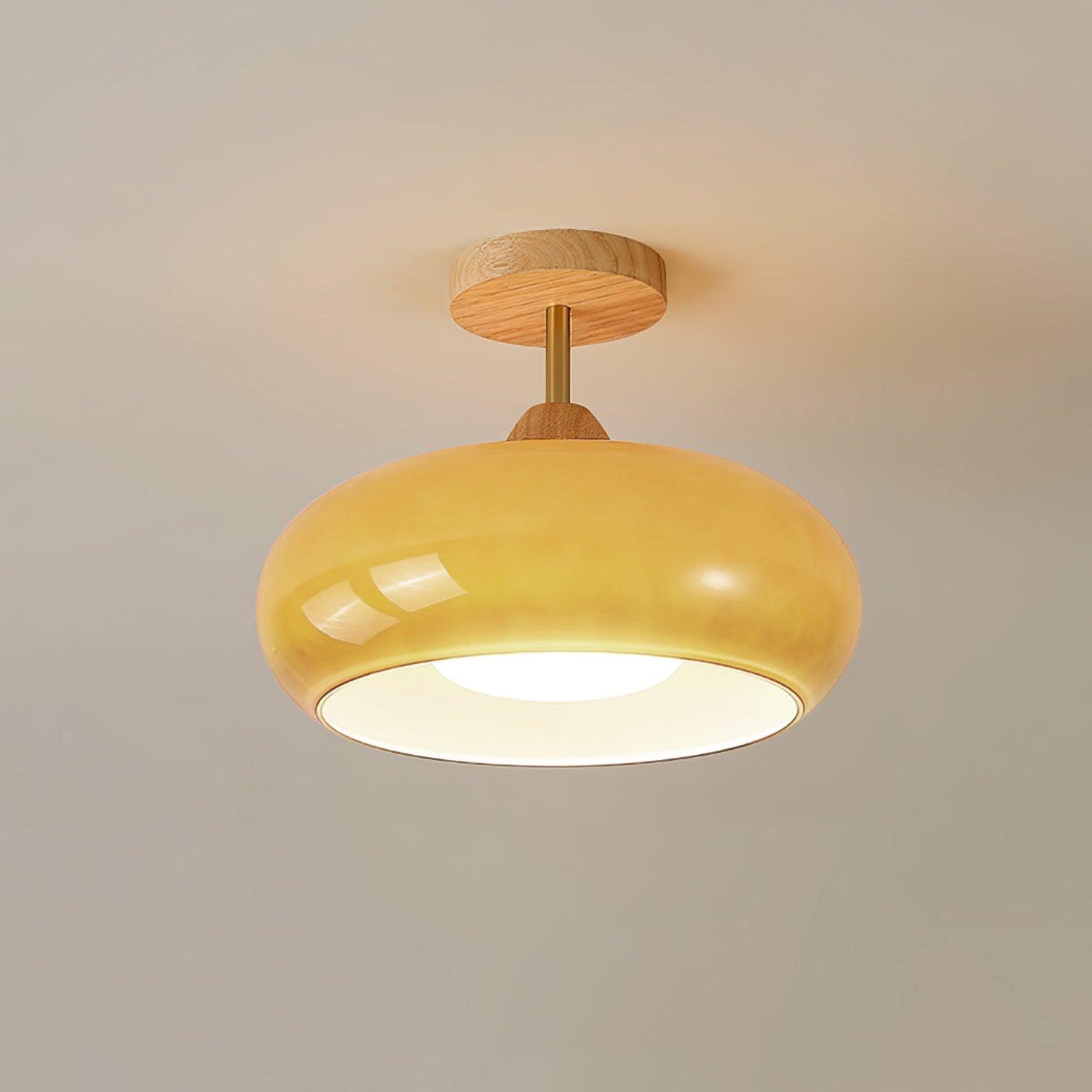 Solara Ceiling Lamp Glass and Wood Color Shade - Letslighting
