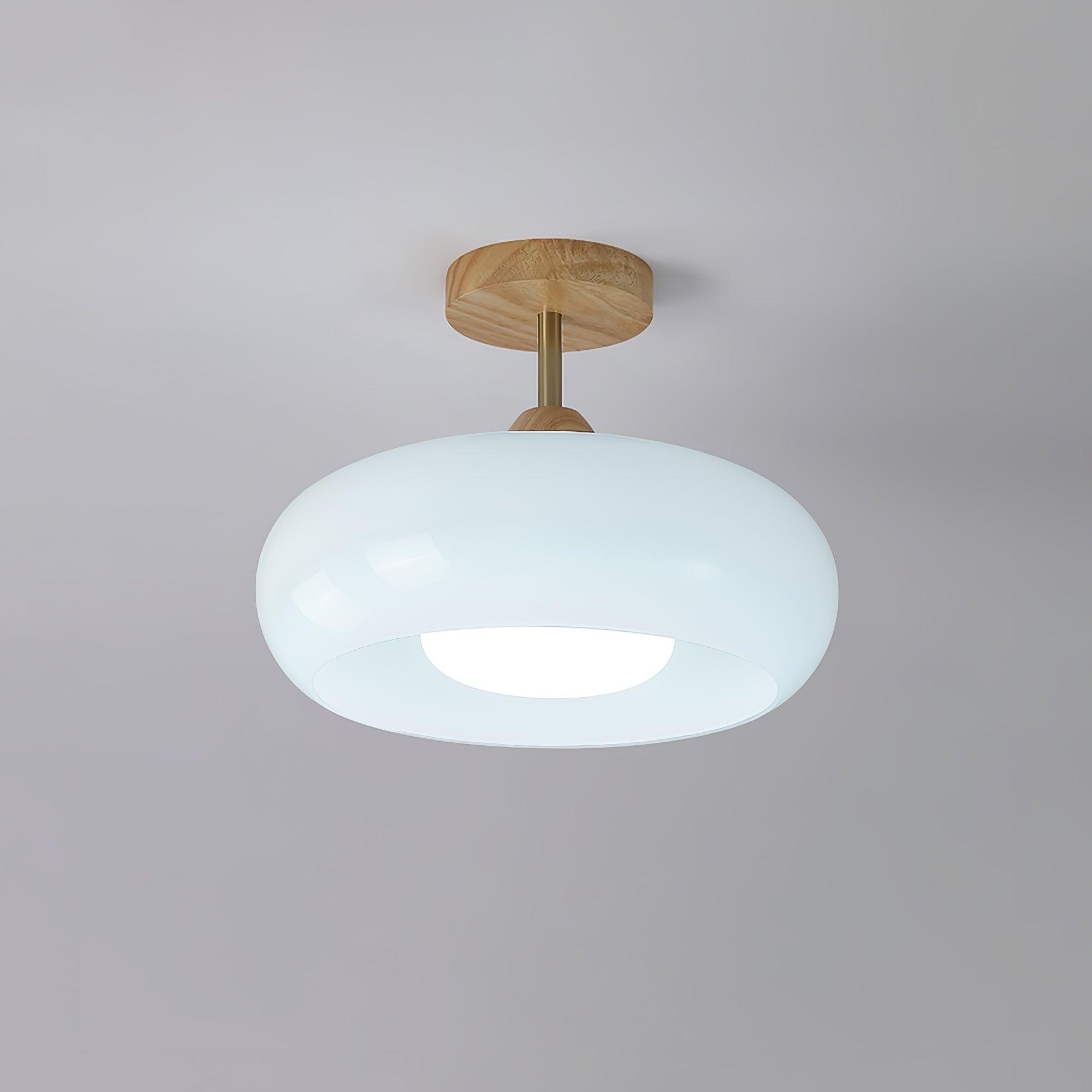 Solara Ceiling Lamp Glass and Wood Color Shade - Letslighting