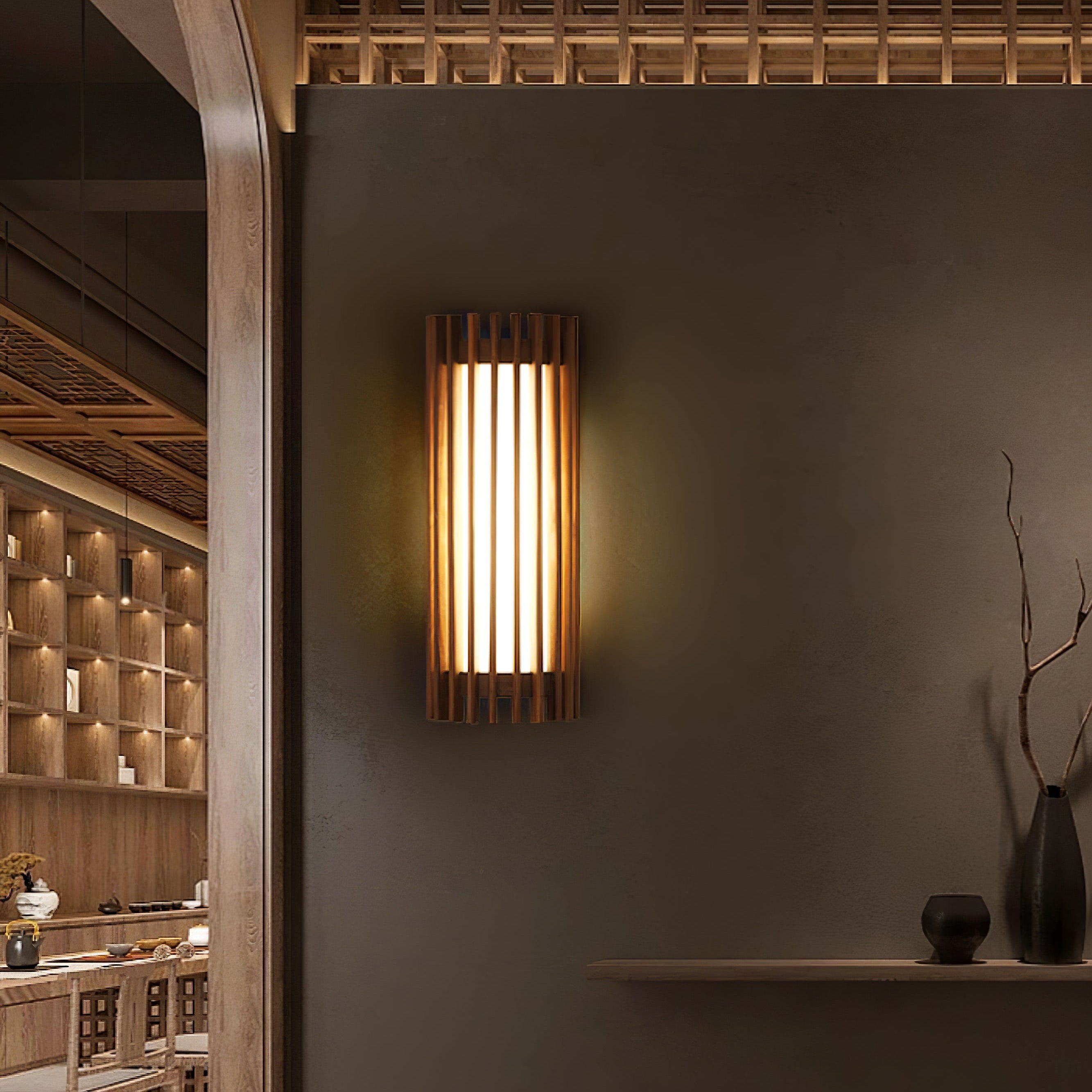 Veyno Wooden Slatted Wall Lamp - Letslighting