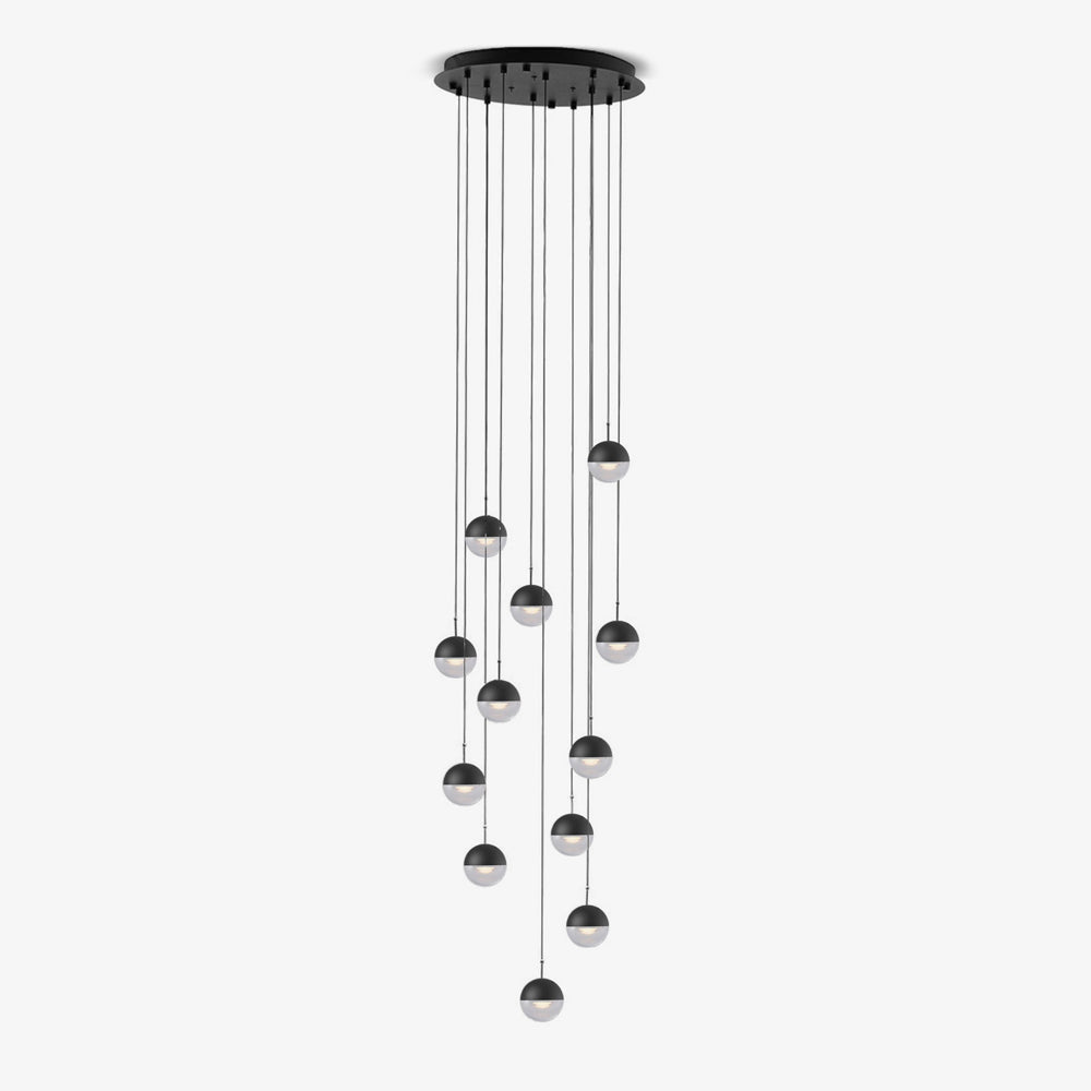 Solara Pendant Lamp Steel Glass Multi Drop Minimalist Staircase - Letslighting