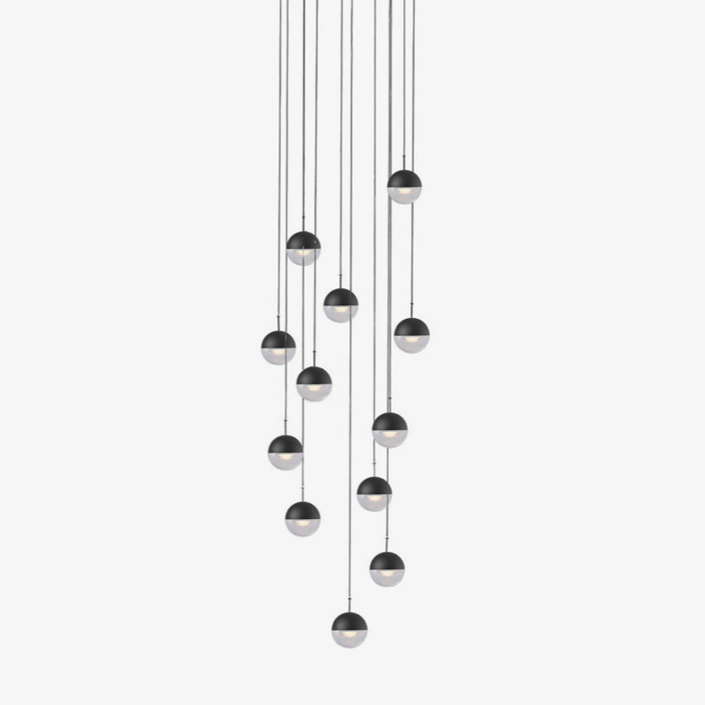 Solara Pendant Lamp Steel Glass Multi Drop Minimalist Staircase - Letslighting
