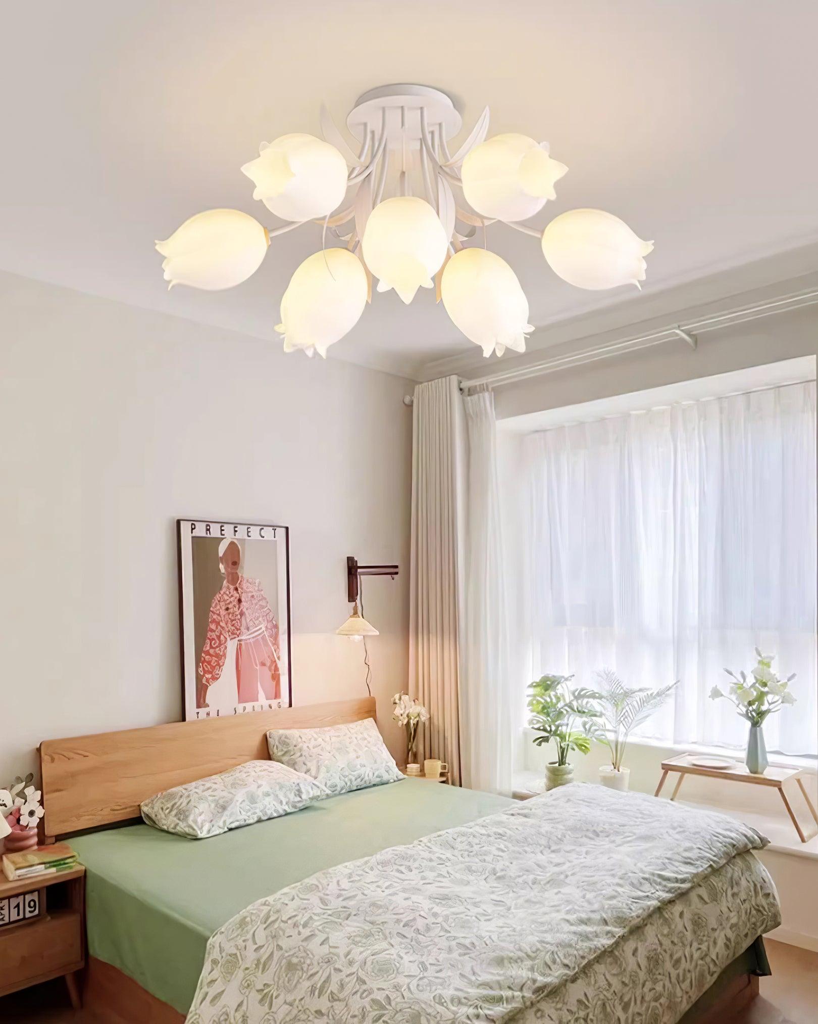 Lustra Ceiling Light Lily Flower Blossom Green Base - Letslighting