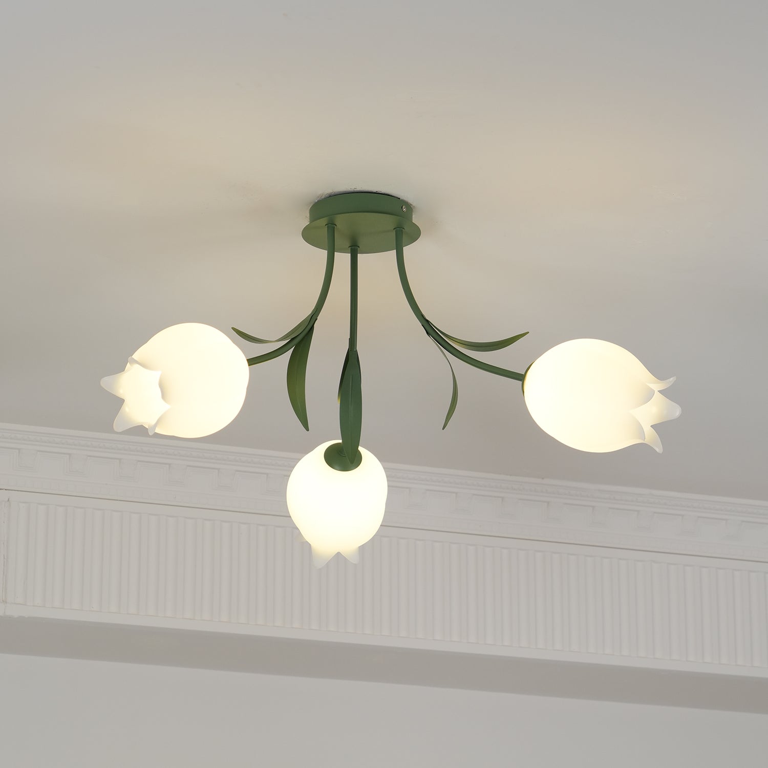 Lustra Ceiling Light Lily Flower Blossom Green Base - Letslighting