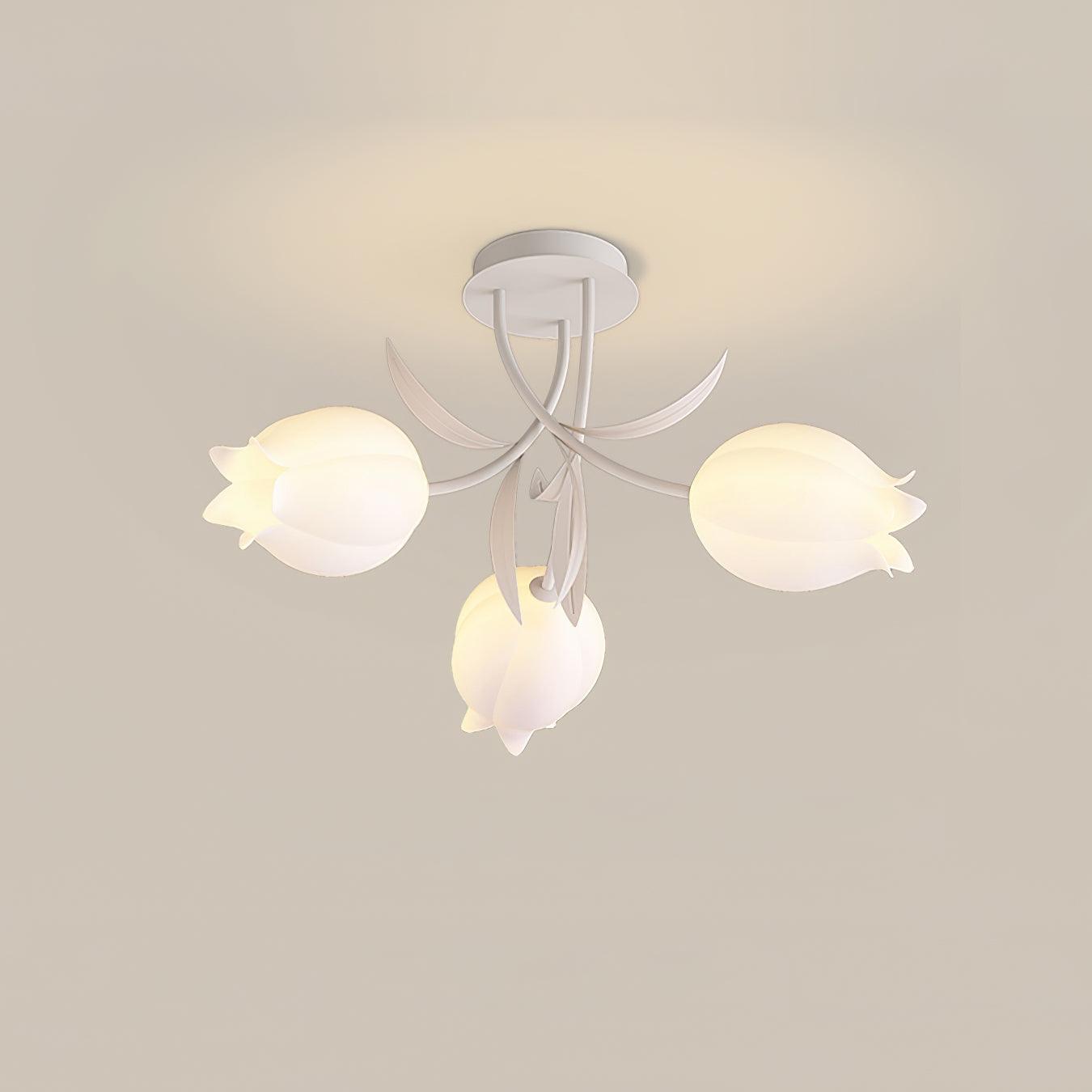 Lustra Ceiling Light Lily Flower Blossom Green Base - Letslighting