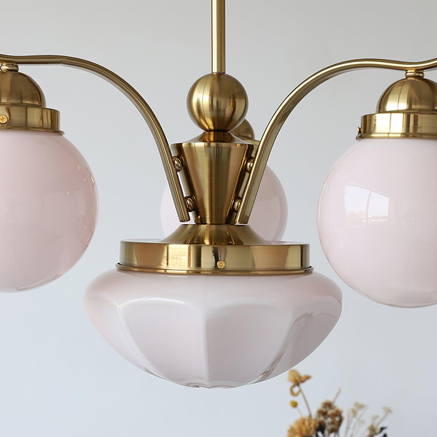 Lustra Chandelier Retro Chic Globe White Glass - Letslighting
