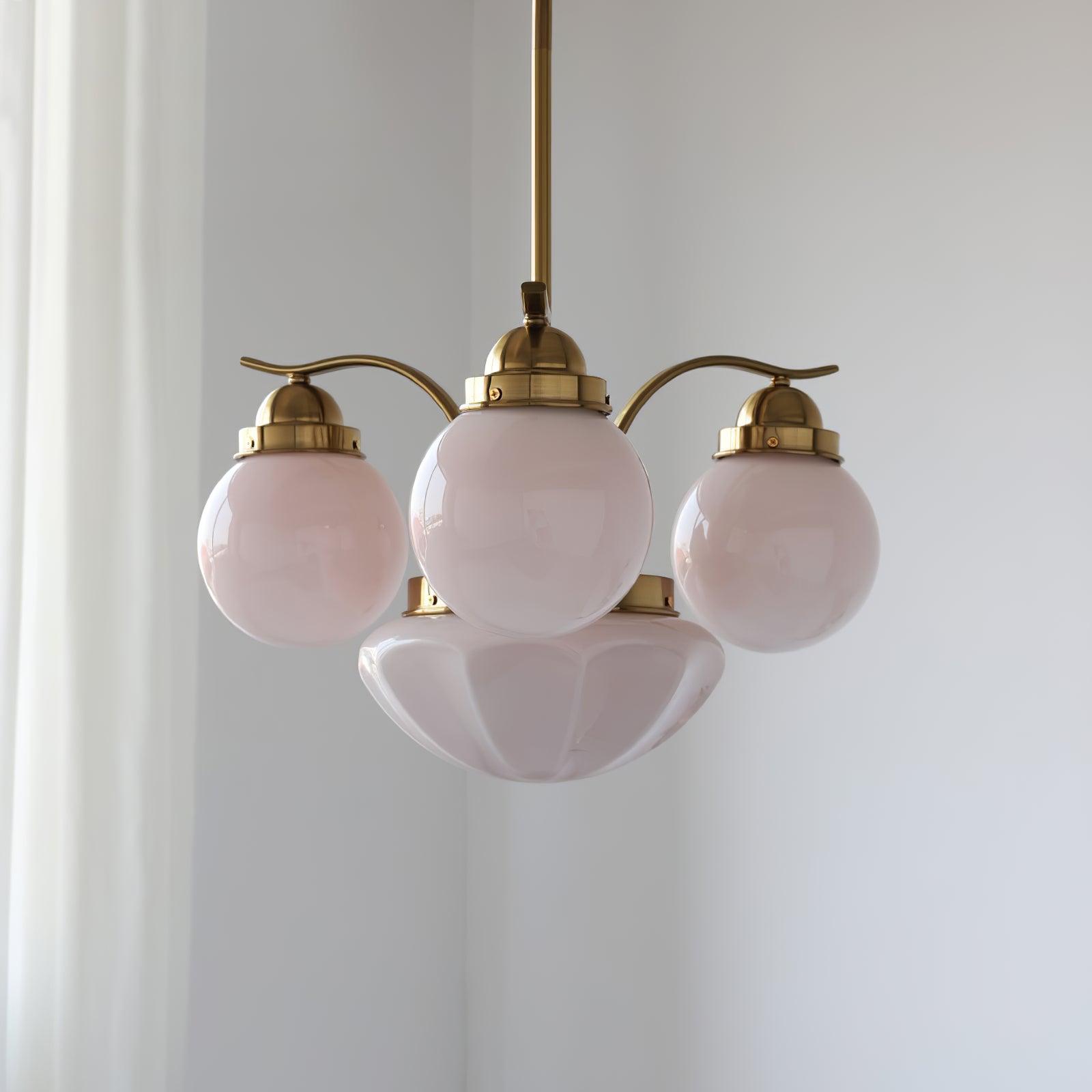 Lustra Chandelier Retro Chic Globe White Glass - Letslighting