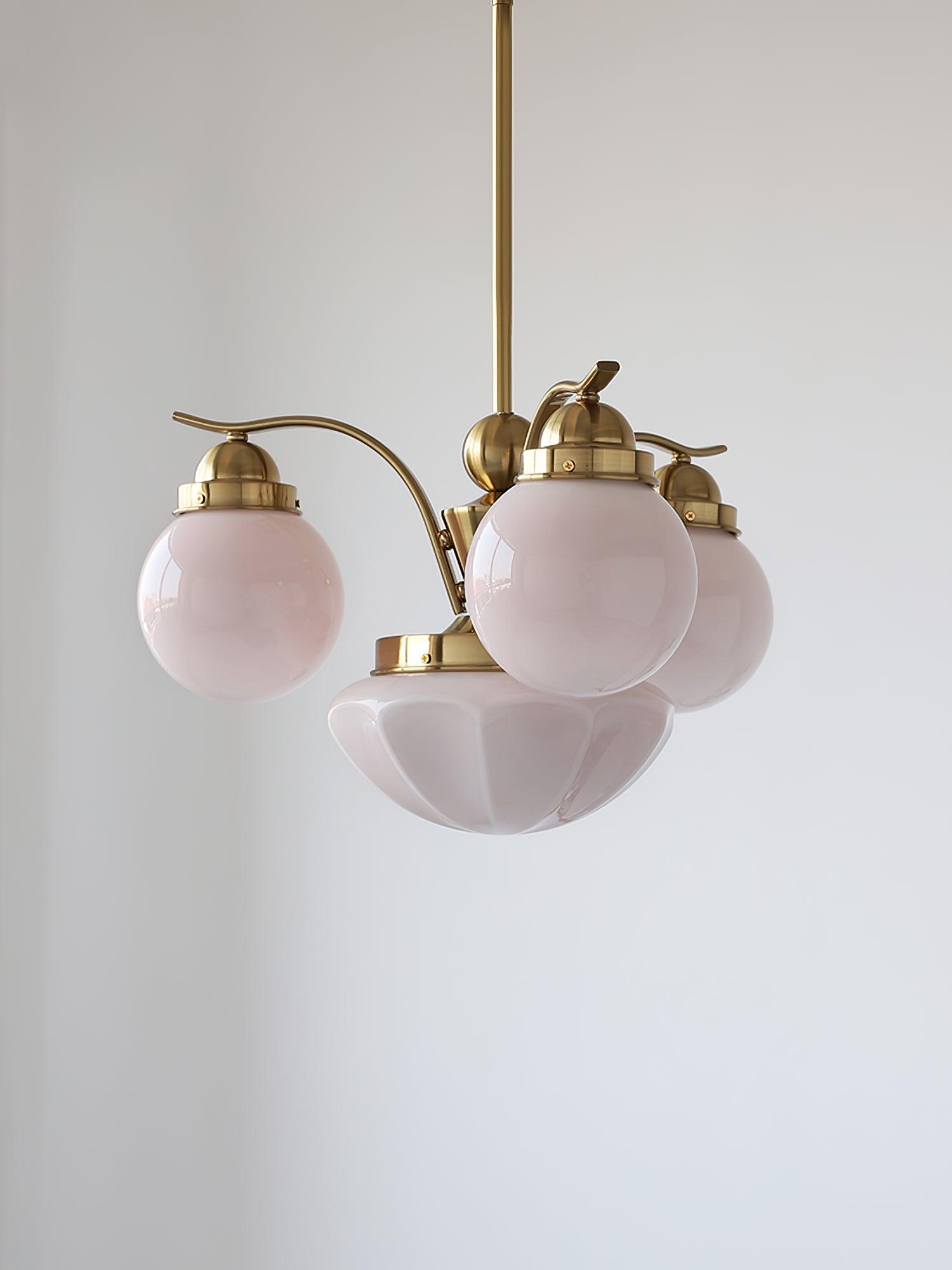 Lustra Chandelier Retro Chic Globe White Glass - Letslighting