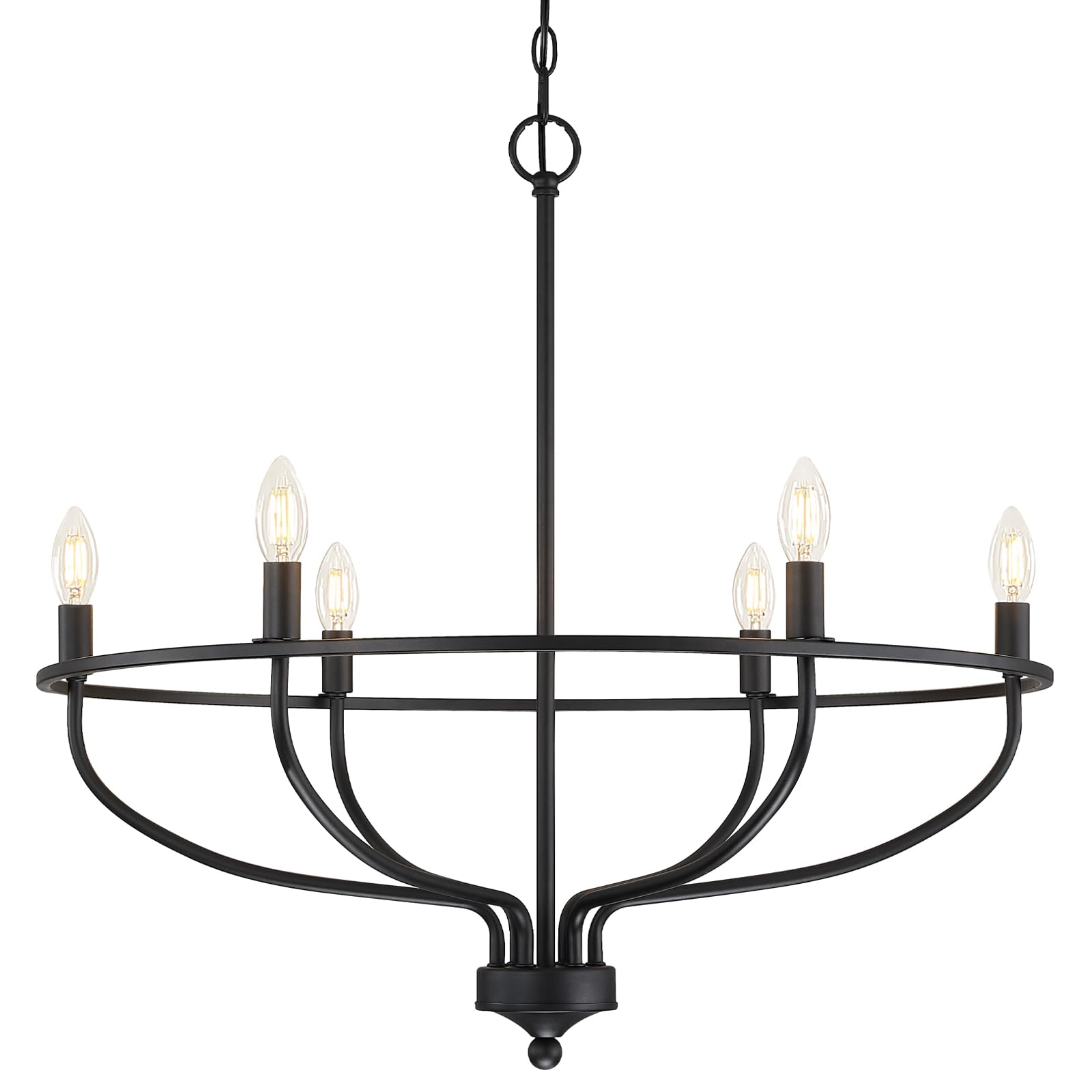 Silva Industrial Metal Candle Chandelier Black/Champagne Living Room/Bedroom