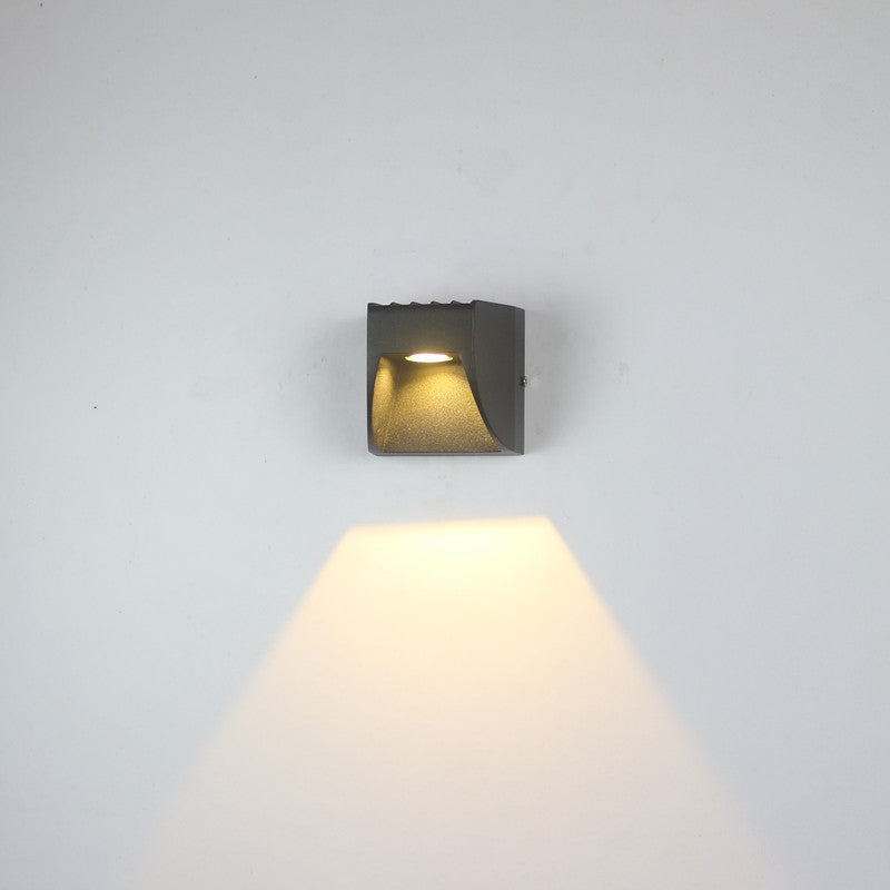 Ray Minimalist Up/Down Metal Outdoor Wall Lamp, Black