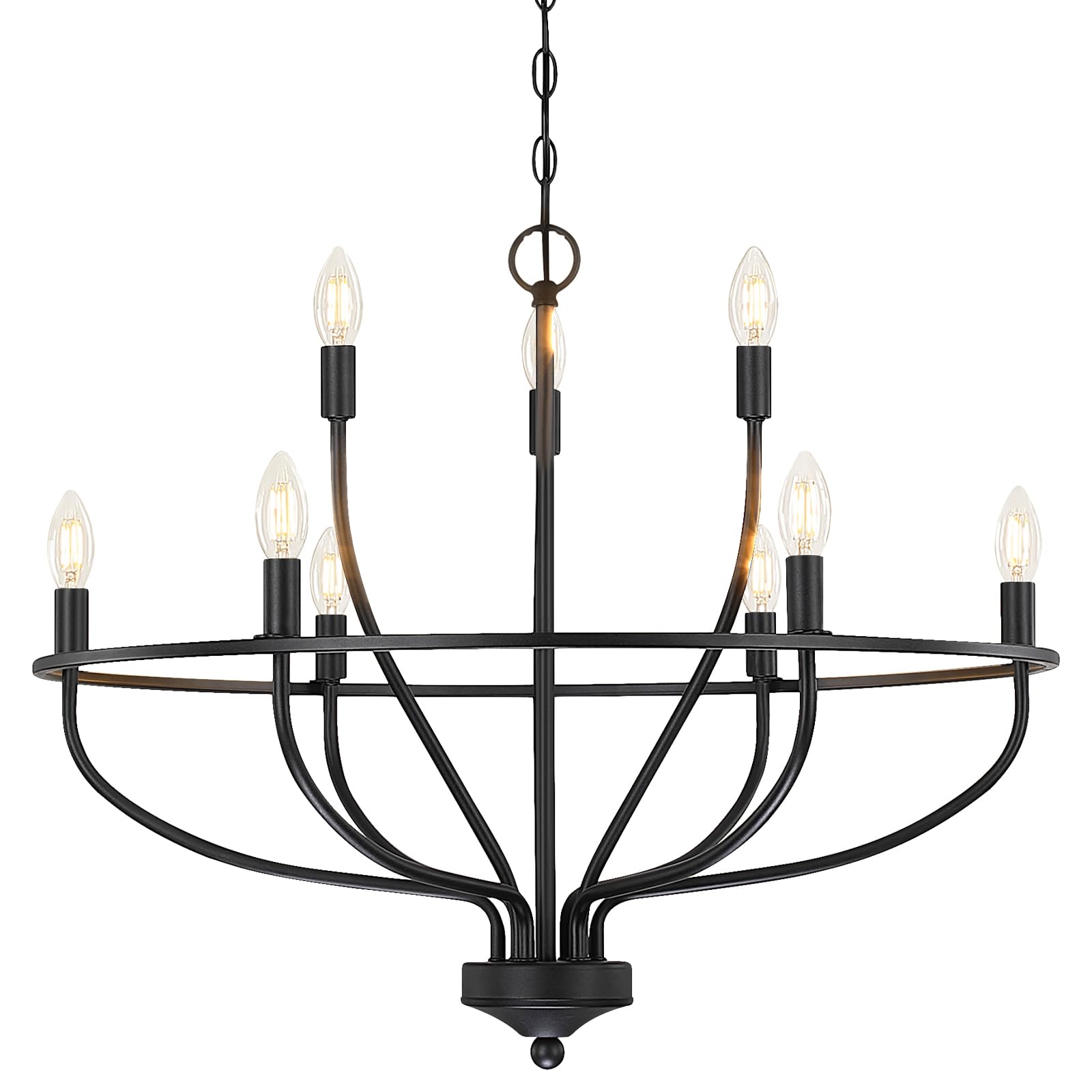Silva Industrial Metal Candle Chandelier Black/Champagne Living Room/Bedroom