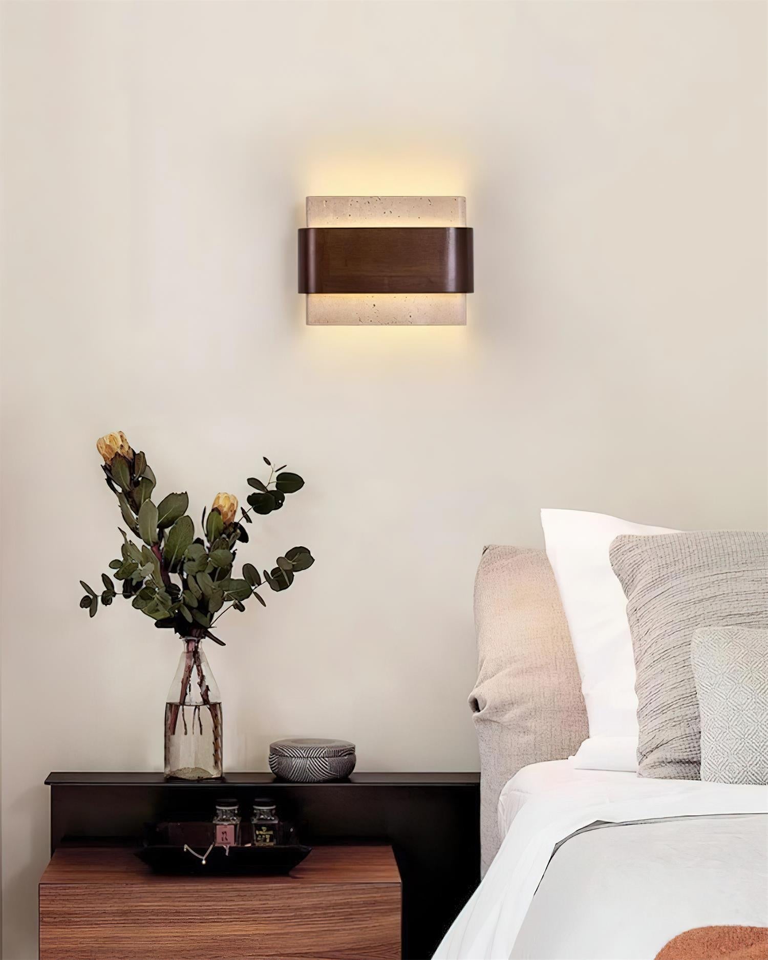 Ritta Lampe Murale Arc Fini Bois Travertin - Neutralighting