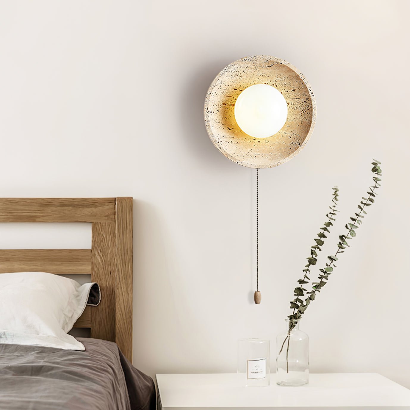 Vephair Bowl-Frame Travertine Wall Light - Neutralighting