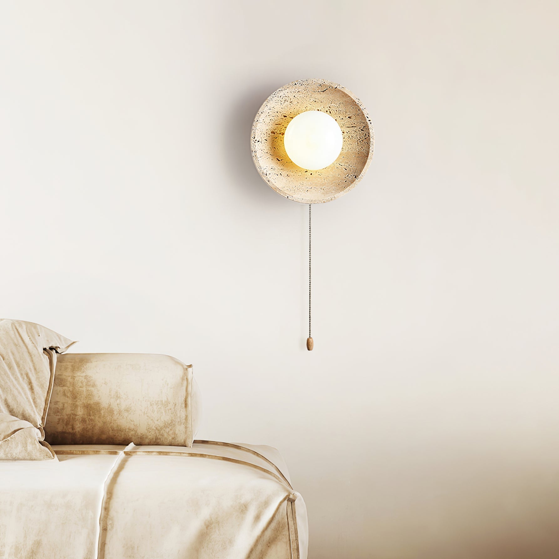 Vephair Bowl-Frame Travertine Wall Light - Neutralighting