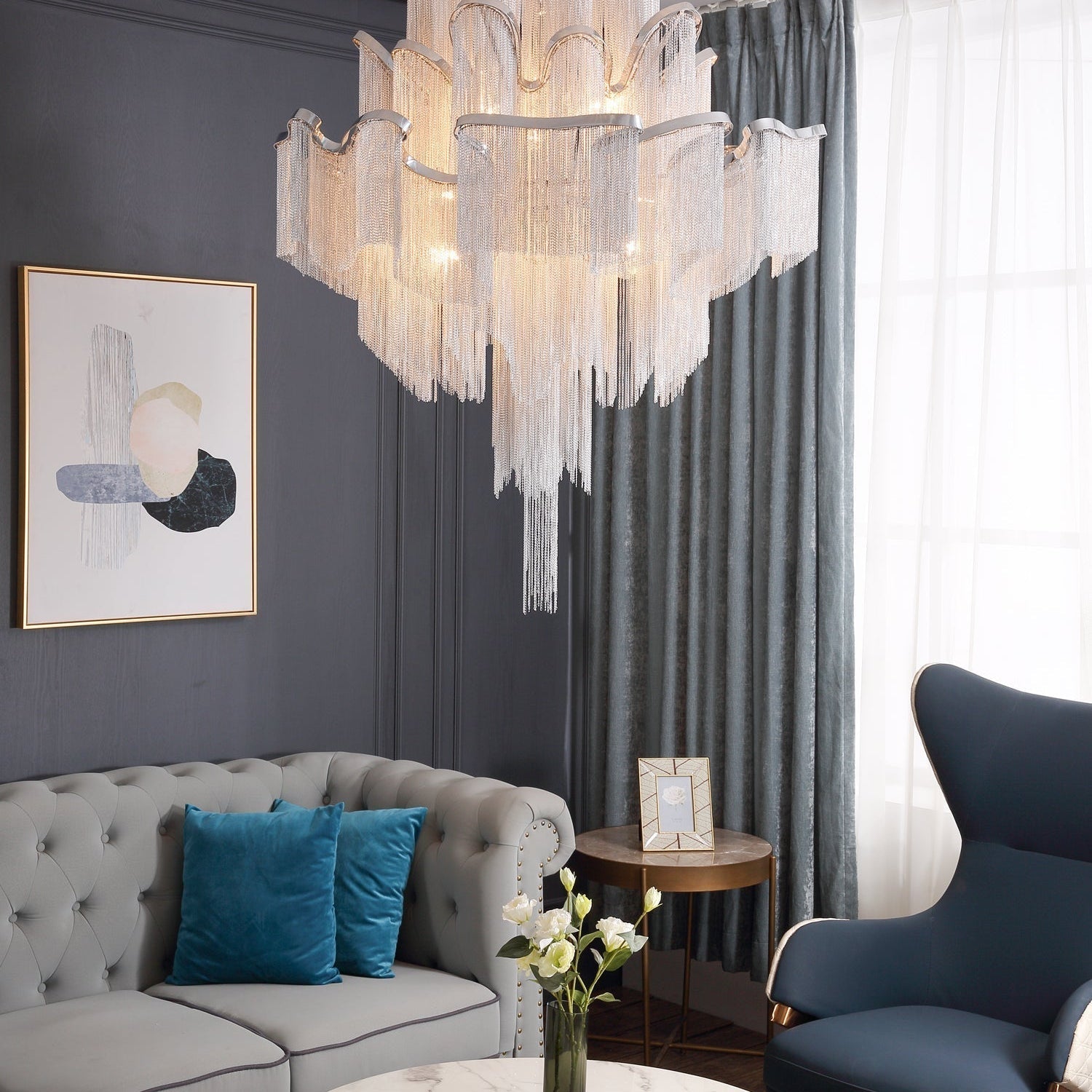 Lustra Pendant Lamp Stream Chain Nickel - Letslighting