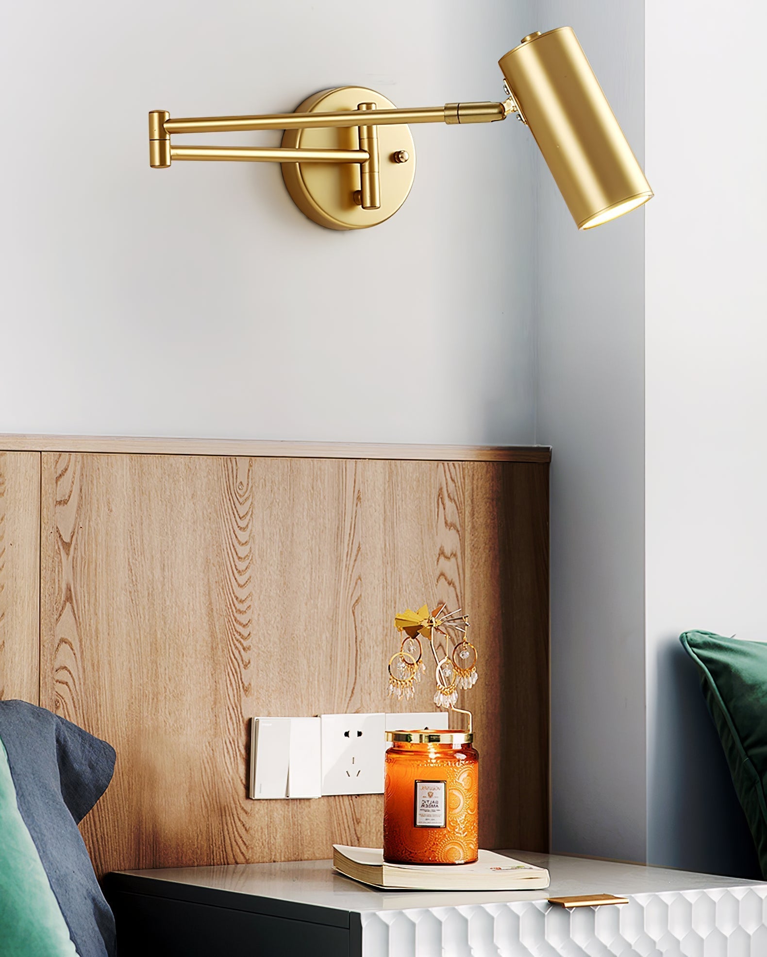 Lustra Wall Sconce Brass Swing Arm Adjustable - Letslighting