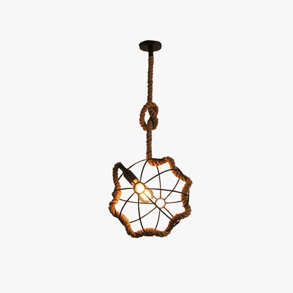 Epoch Retro LED Pendant Light Black Metal/Rope Bar/Living Room