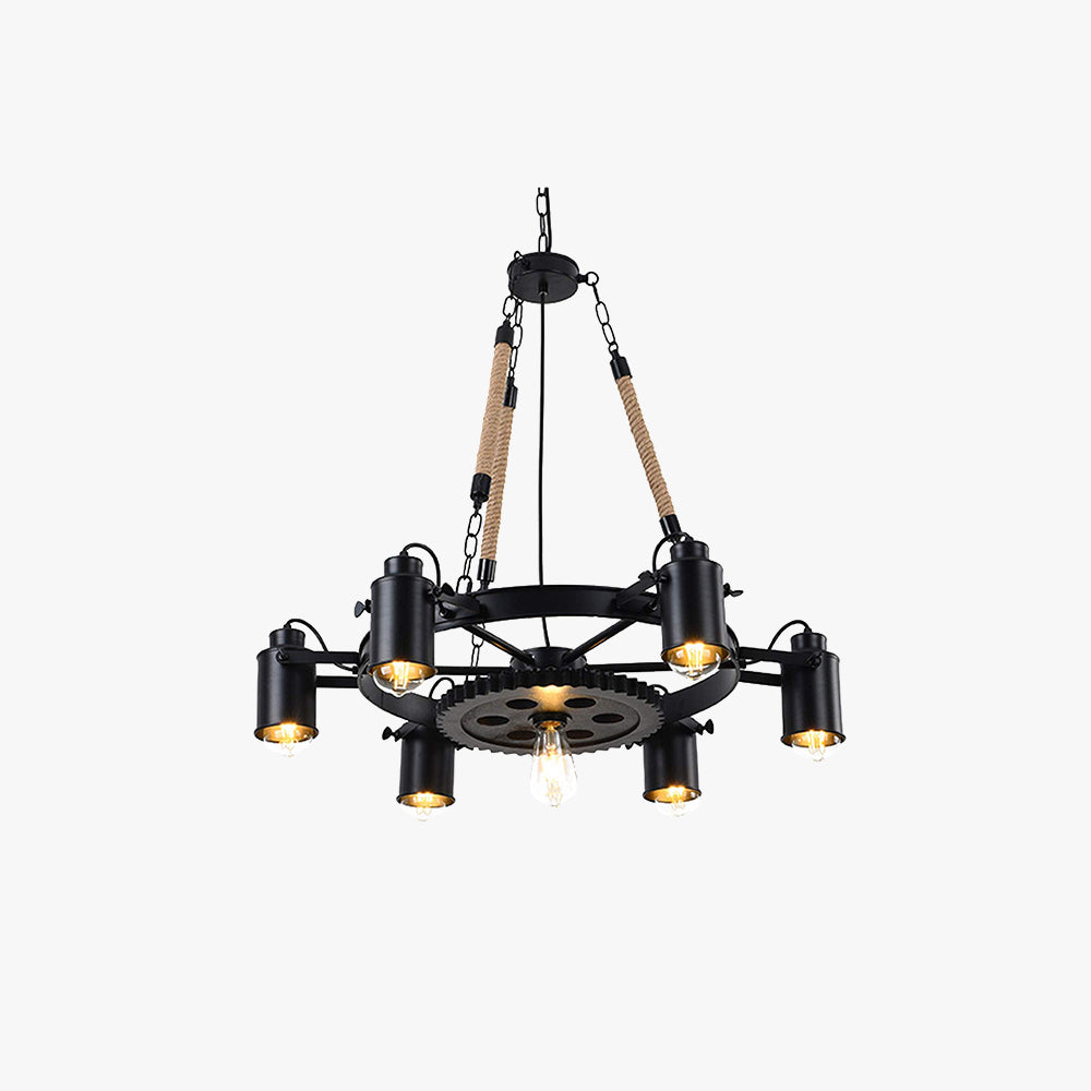 Epoch Industrial LED Pendant Light Black Metal/Rope Cafe/Bar