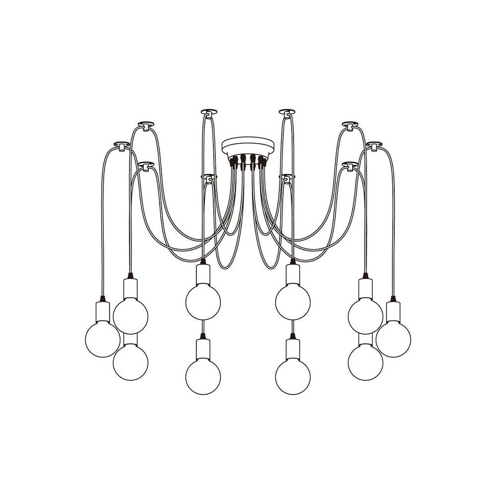 Silva Retro Country LED Spider Chandelier, Black/White