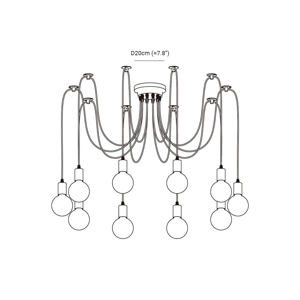 Silva Retro Country LED Spider Chandelier, Black/White