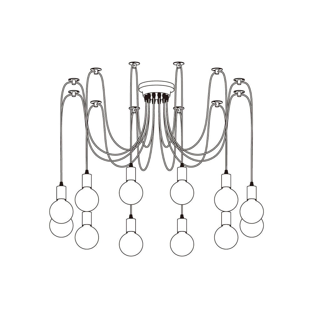 Silva Retro Country LED Spider Chandelier, Black/White