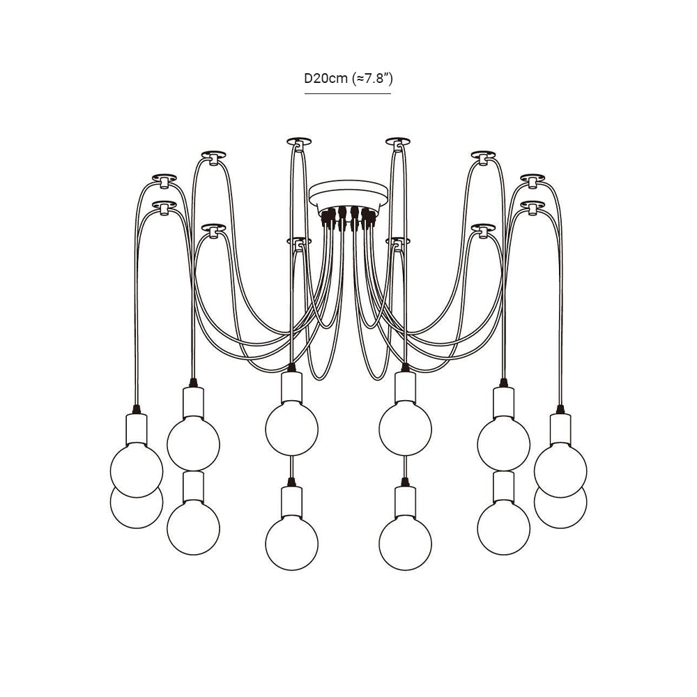 Silva Retro Country LED Spider Chandelier, Black/White