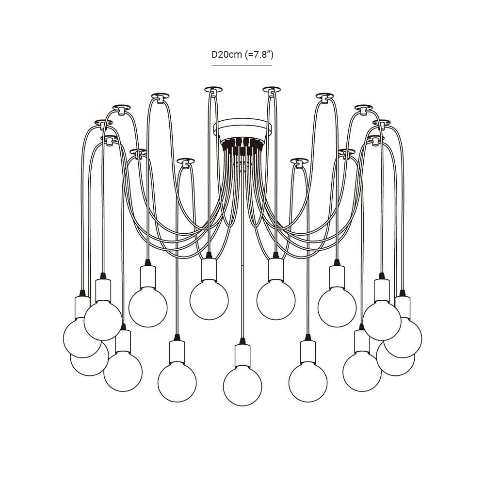 Silva Retro Country LED Spider Chandelier, Black/White