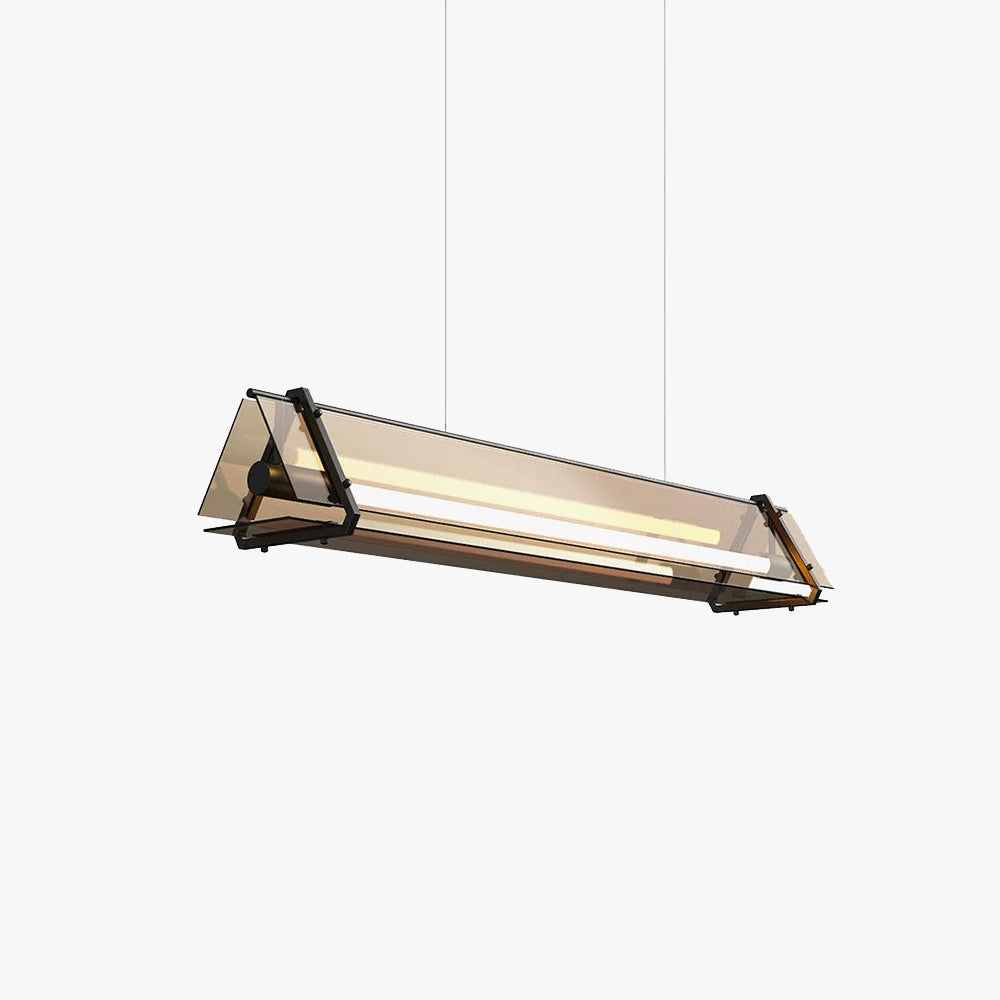 Arisha Industrial Triangle Metal/Glass Pendant Light, Gold