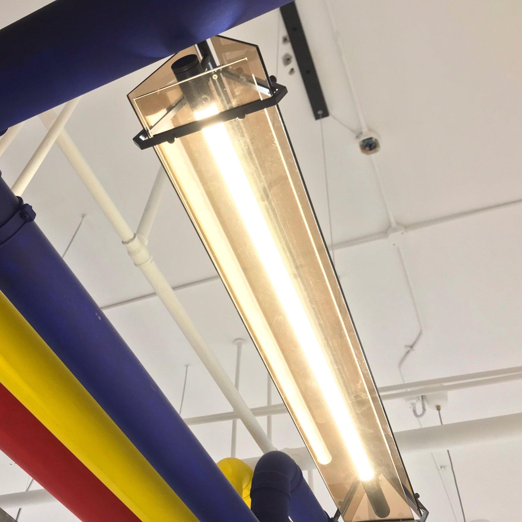 Arisha Industrial Triangle Metal/Glass Pendant Light, Gold