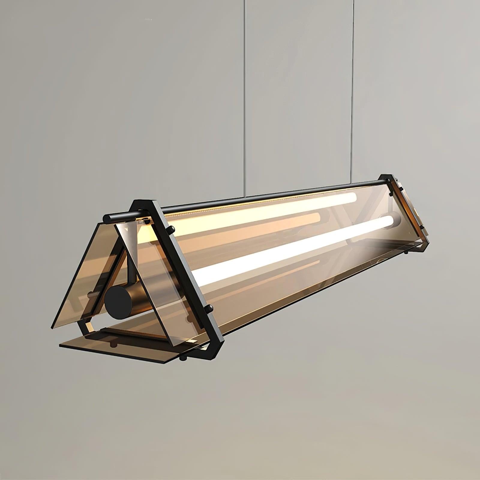Arisha Industrial Triangle Metal/Glass Pendant Light, Gold