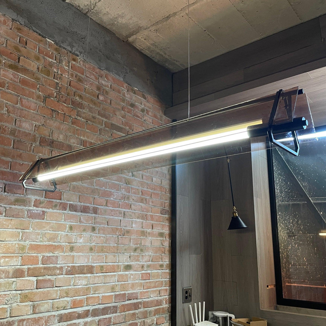 Arisha Industrial Triangle Metal/Glass Pendant Light, Gold