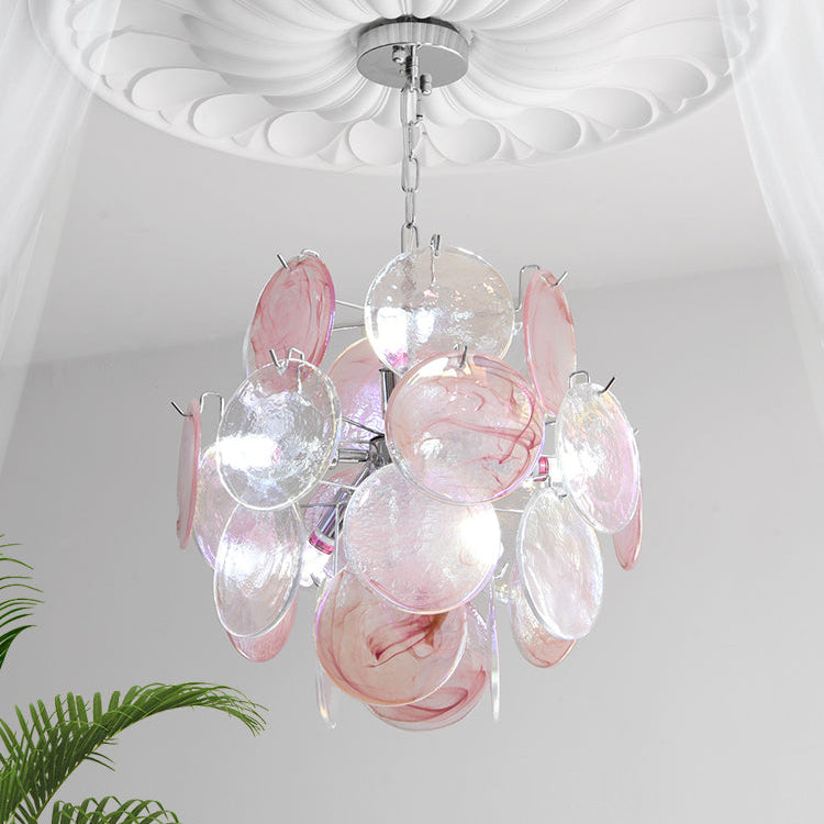 Venfield Chandelier Iridescent Glass Disc Cascade - Letslighting