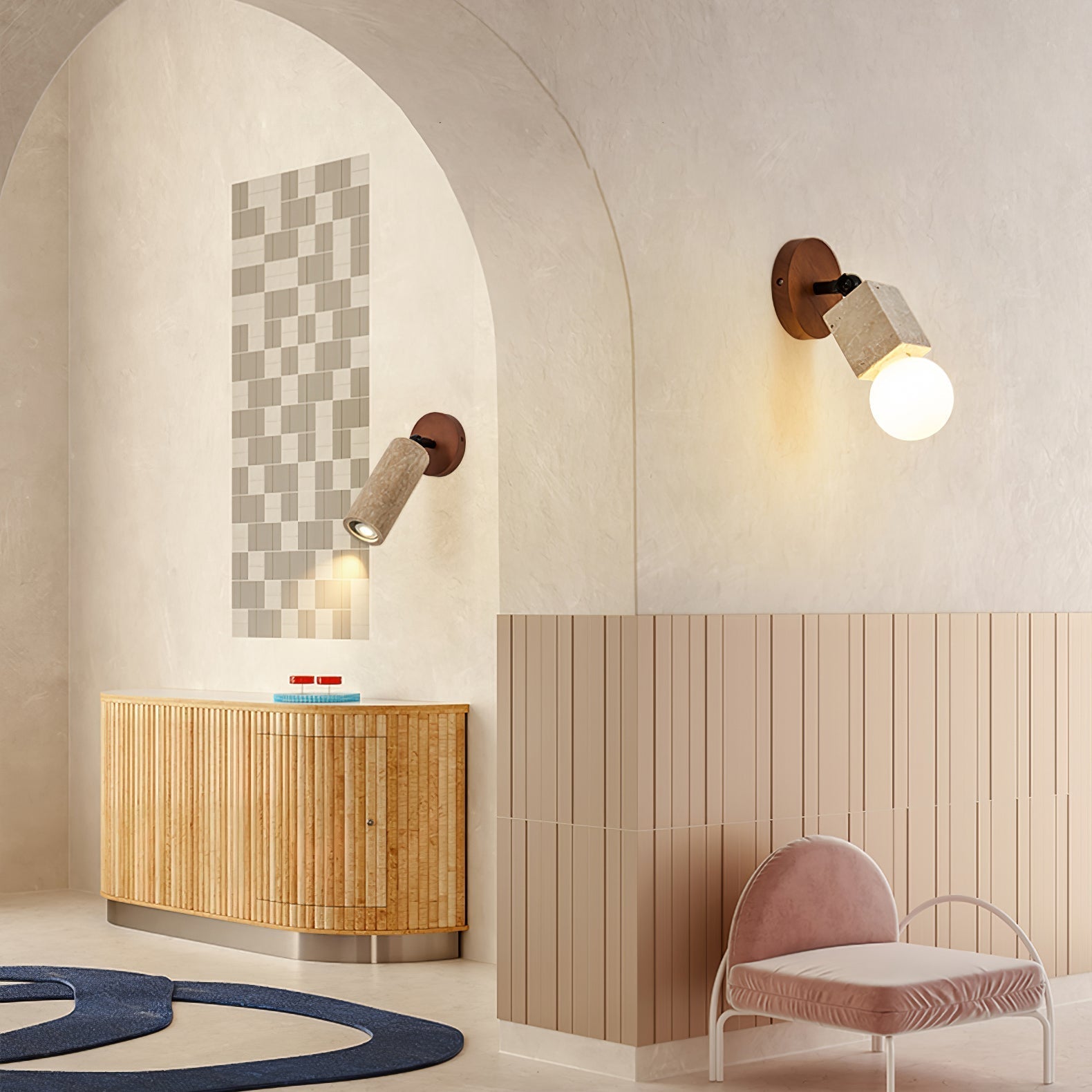 Cesilyra Swivel Cylinder Travertine Wall Light - Letslighting