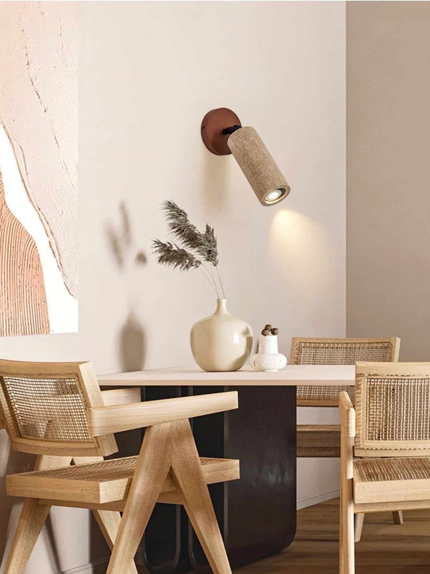 Cesilyra Swivel Cylinder Travertine Wall Light - Letslighting