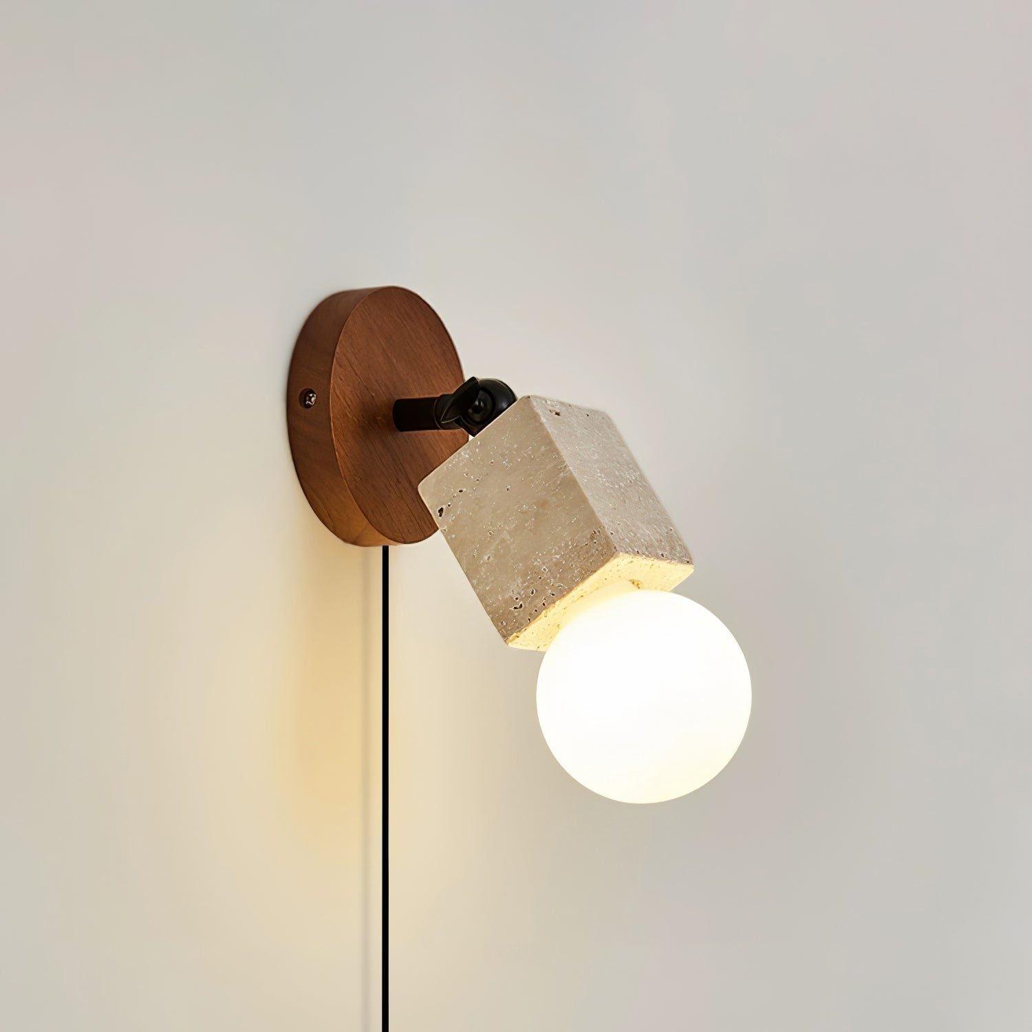 Cesilyra Swivel Cylinder Travertine Wall Light - Letslighting