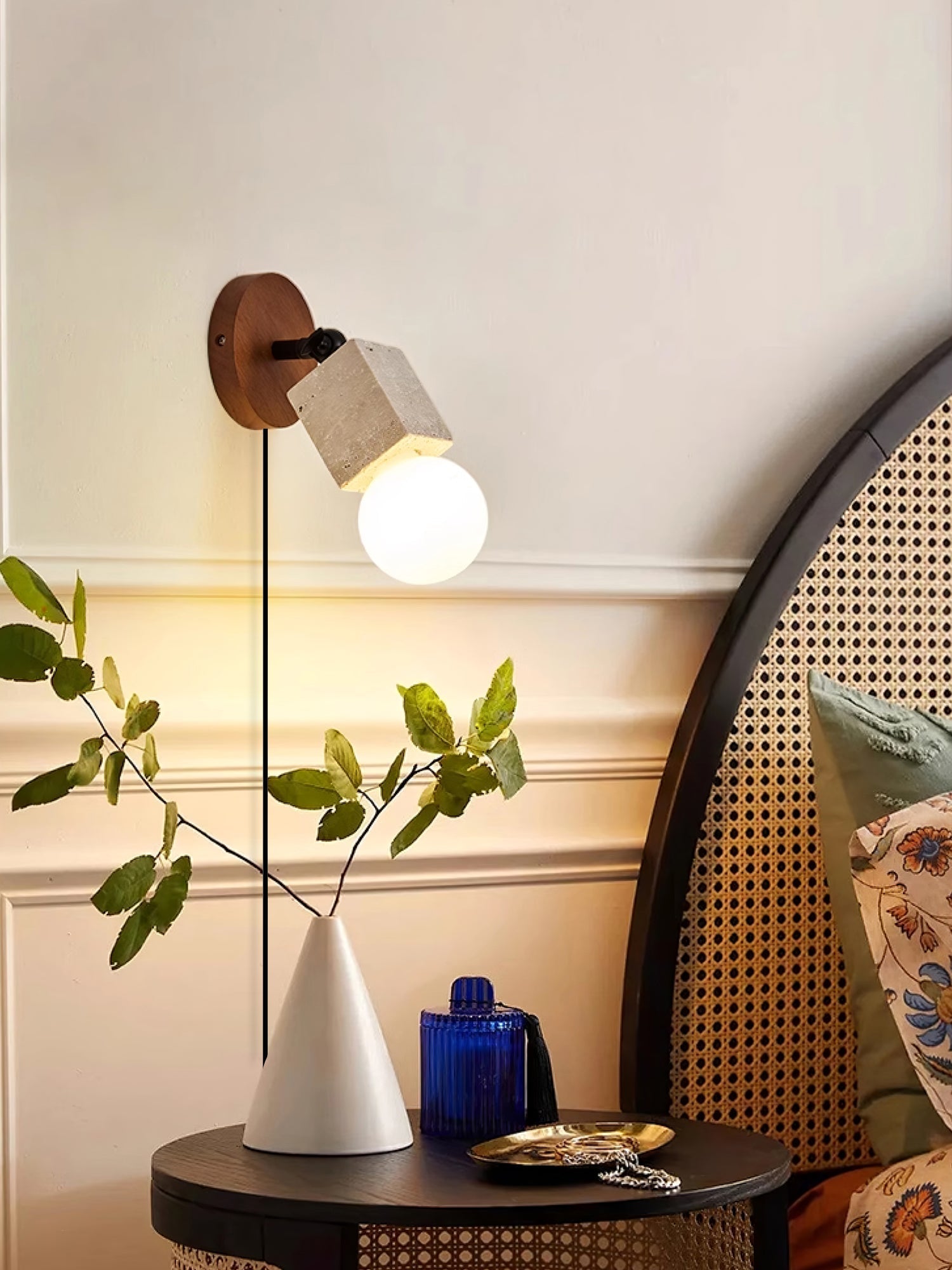 Cesilyra Swivel Cylinder Travertine Wall Light - Letslighting