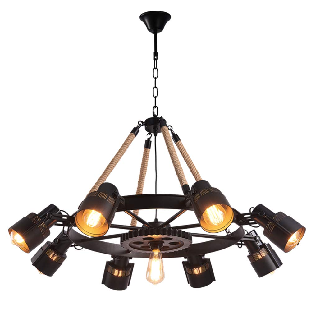 Epoch Industrial LED Pendant Light Black Metal/Rope Cafe/Bar