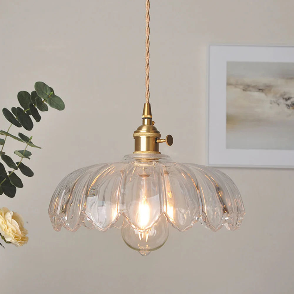 Valentina Retro LED Pendant Light Colourful Glass/Metal Flower Dining Room
